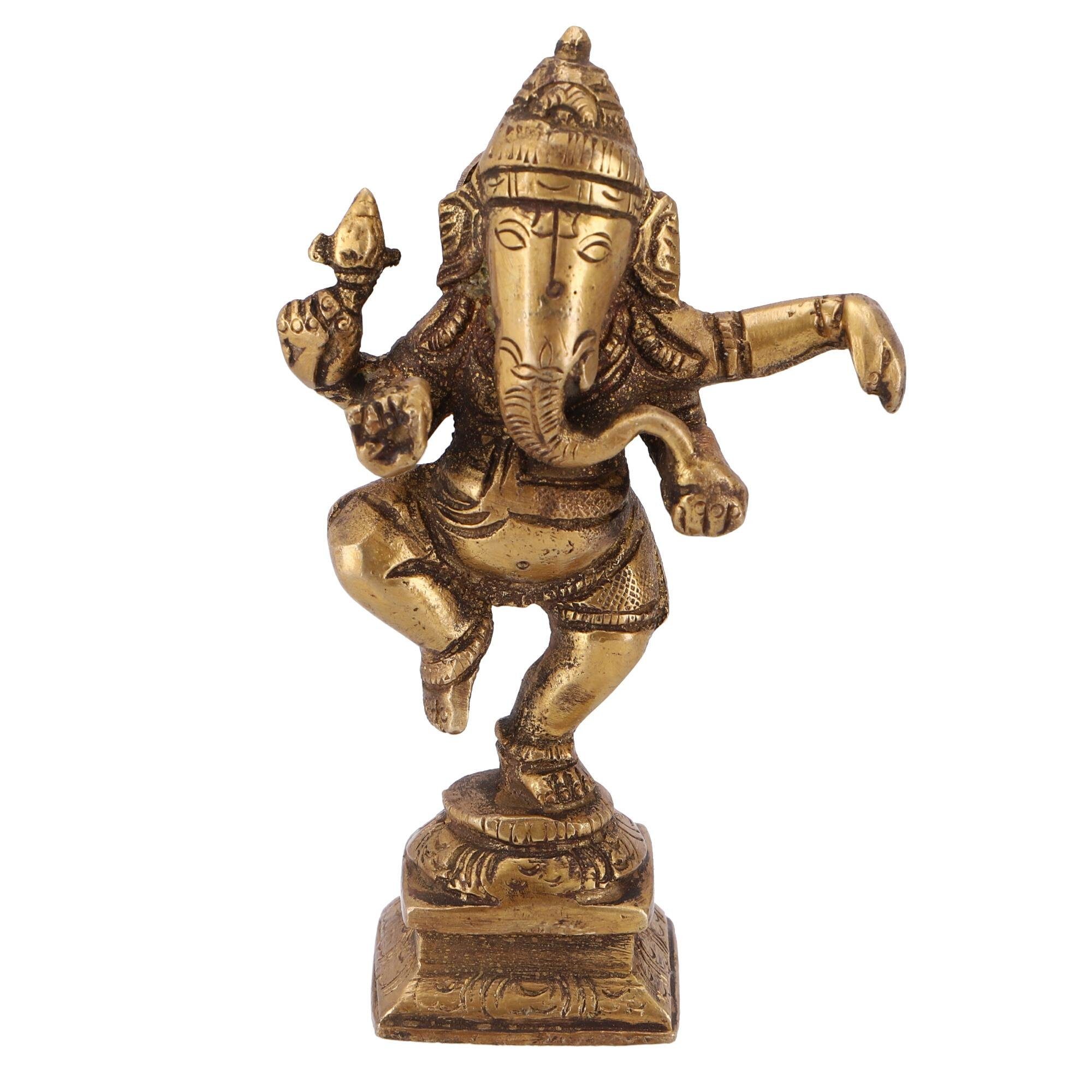 Dekofigur Statue, Guru-Shop Messingfigur tanzender Ganesha.. Ganesha