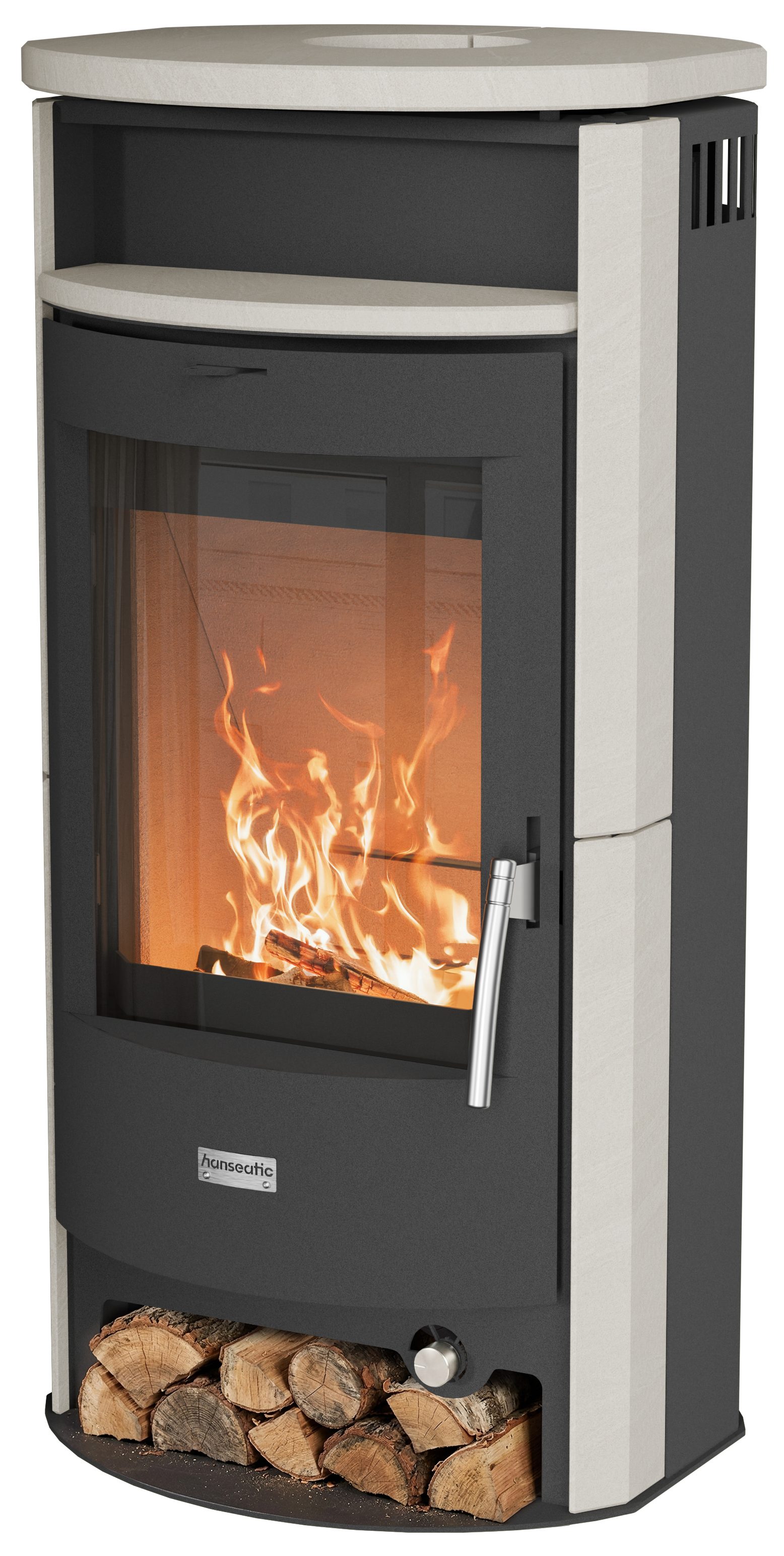 Hanseatic Kaminofen PARMA Naturstein Limestone, Exklusiv, Lieferung bis ins Wohnzimmer, 6,3 kW, Dauerbrand, geprüft, für Anthrazit Nuss 3 geeignet, Exklusiv