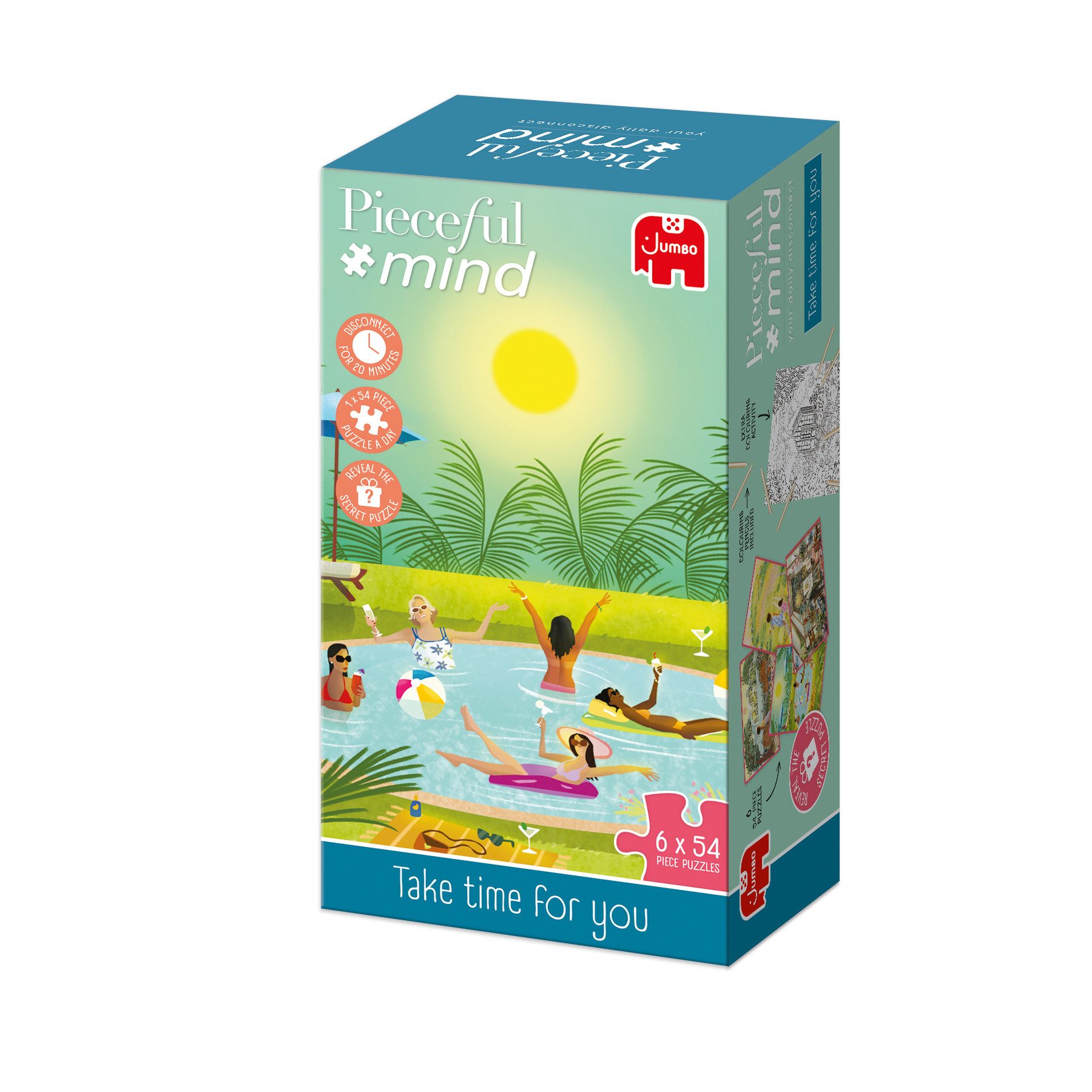 Jumbo Spiele Puzzle Pieceful Mind, Nimm dir Zeit für dich, 6 Puzzles mit je 54 Teile, 54 Puzzleteile