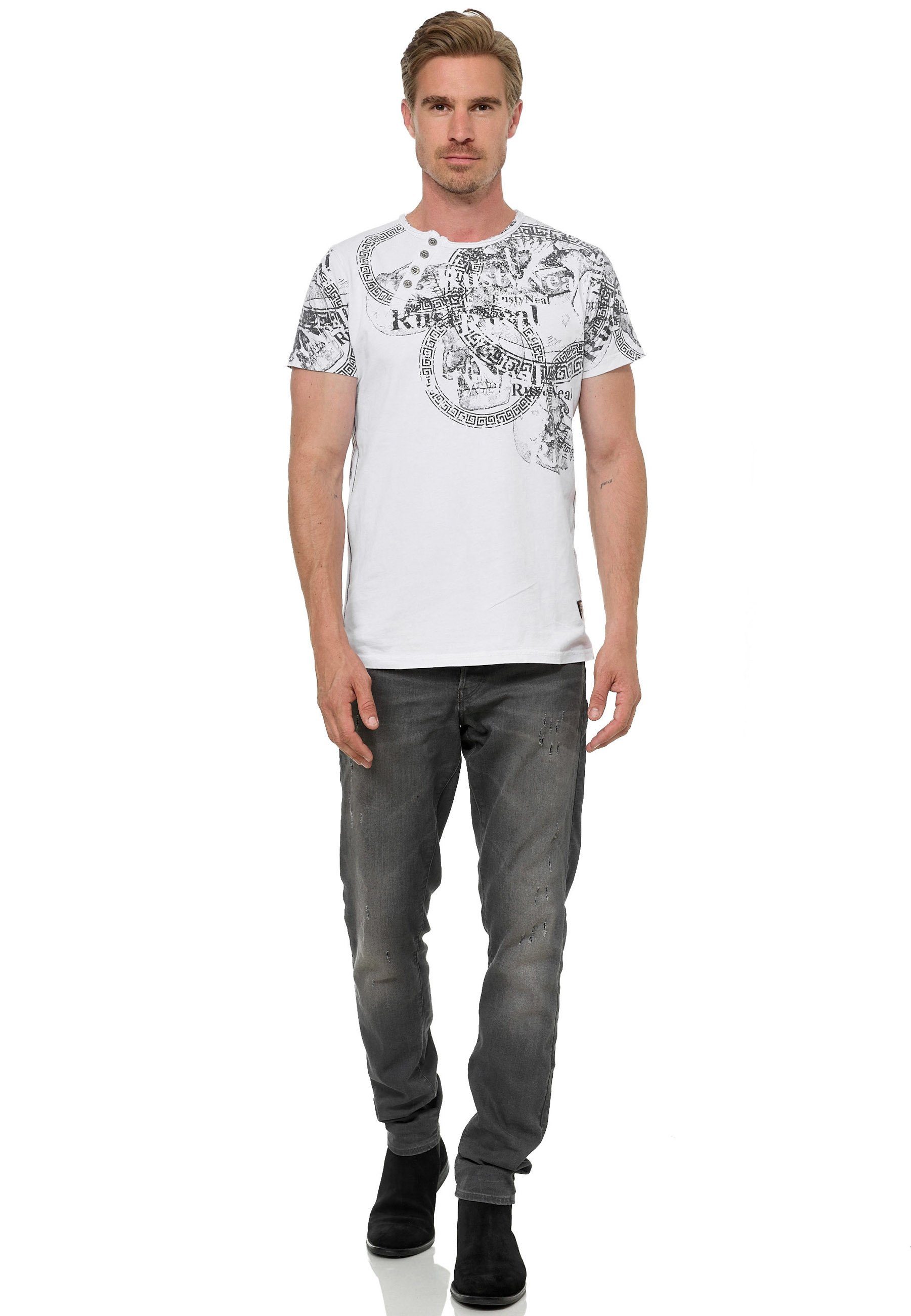 Rusty Neal T-Shirt mit weiß Print coolem