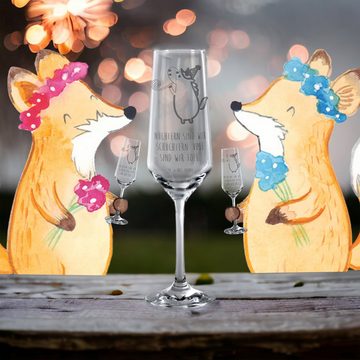 Mr. & Mrs. Panda Sektglas Einhorn Party - Transparent - Geschenk, Einhörner, Spülmaschinenfeste, Premium Glas, Detailreiche Gravur