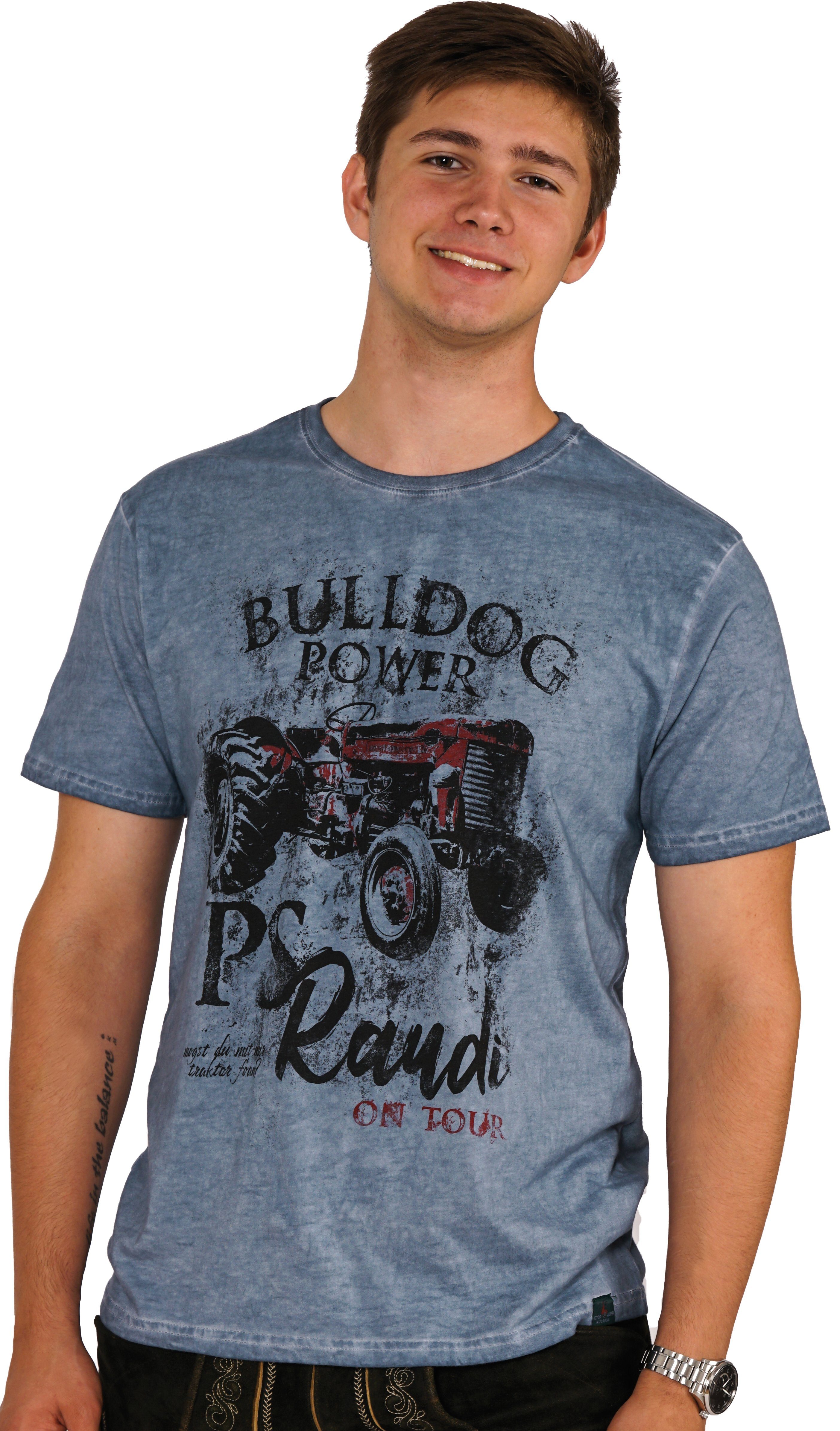 Blau Raudi Trachtenshirt Power on Soreso® Bulldog PS Tour