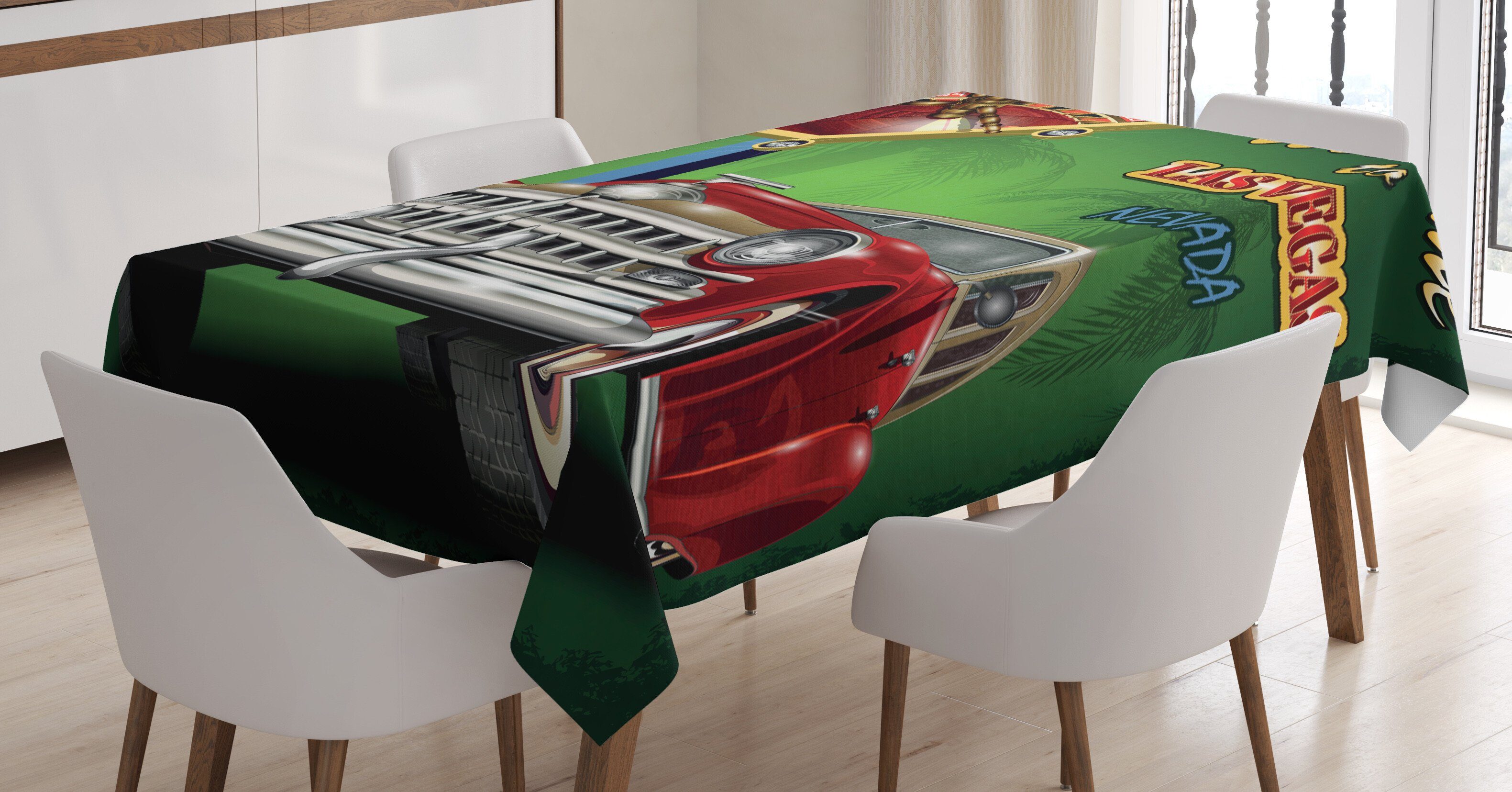 den Car Außen Roulette-Tisch Las Vegas Abakuhaus Tischdecke Retro geeignet Bereich Klare Farben, Für Waschbar Farbfest