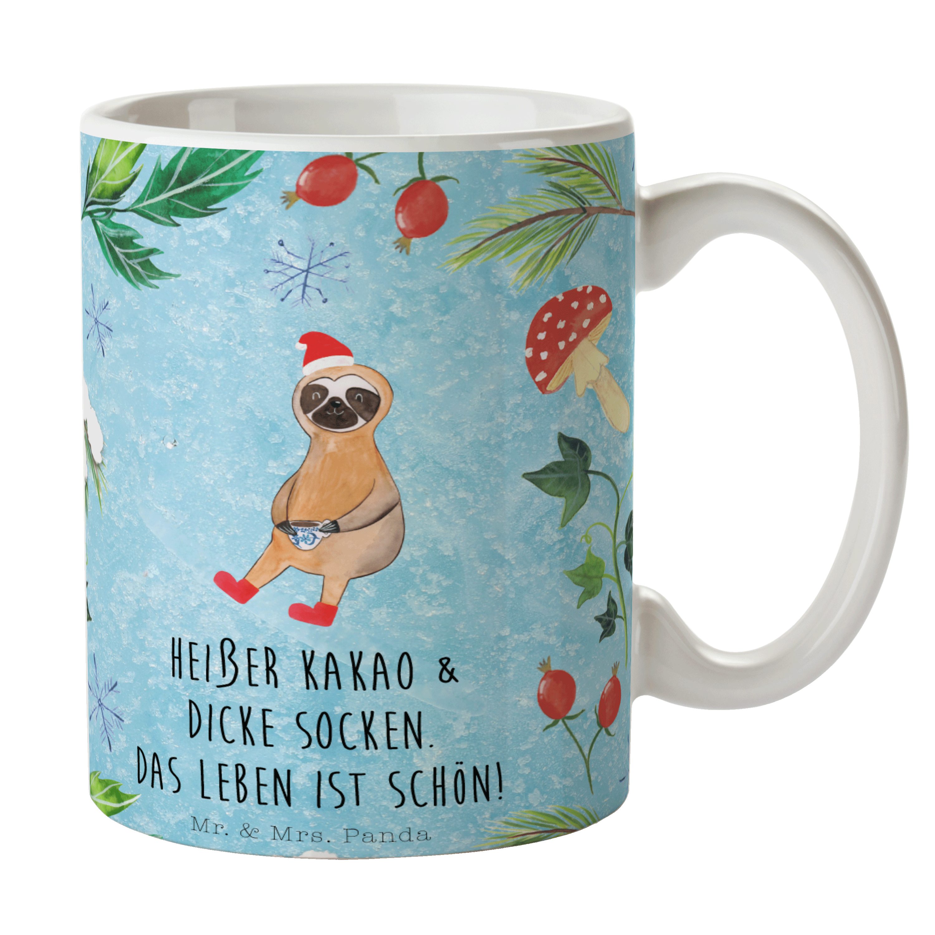 Mr. & Mrs. Panda Tasse Faultier Kakao - Eisblau - Geschenk, Becher, Keramiktasse, Kaffeetass, Keramik