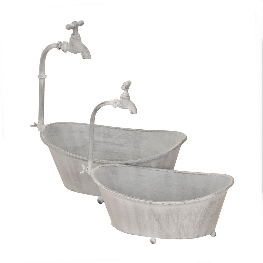 Posiwio Blumentopf 2tlg. Pflanzgefäß WANNE grau Badewanne aus Metall