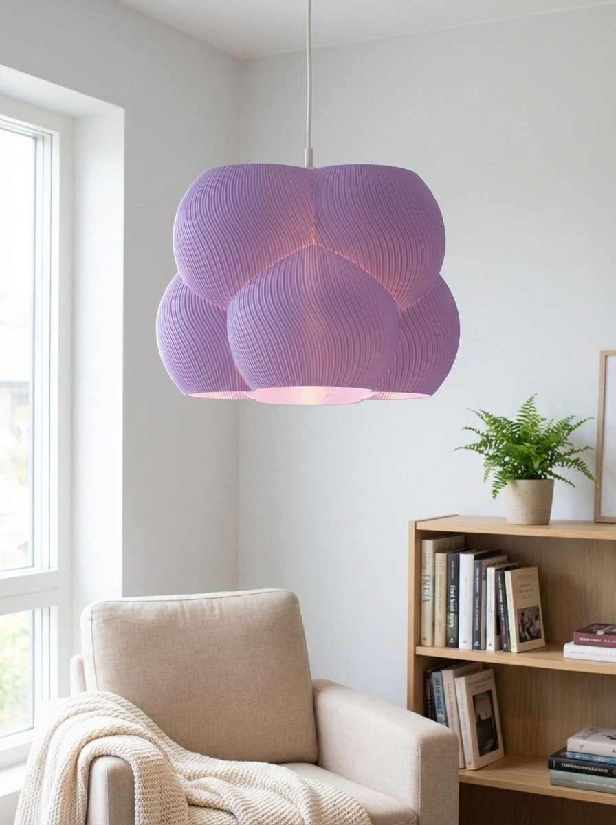 Roomberry Lampenschirm Bubble Hängelampe Pendelleuchte E27 rund, weiß beige rosa lila grau 25-35cm – Bild 2 von 5