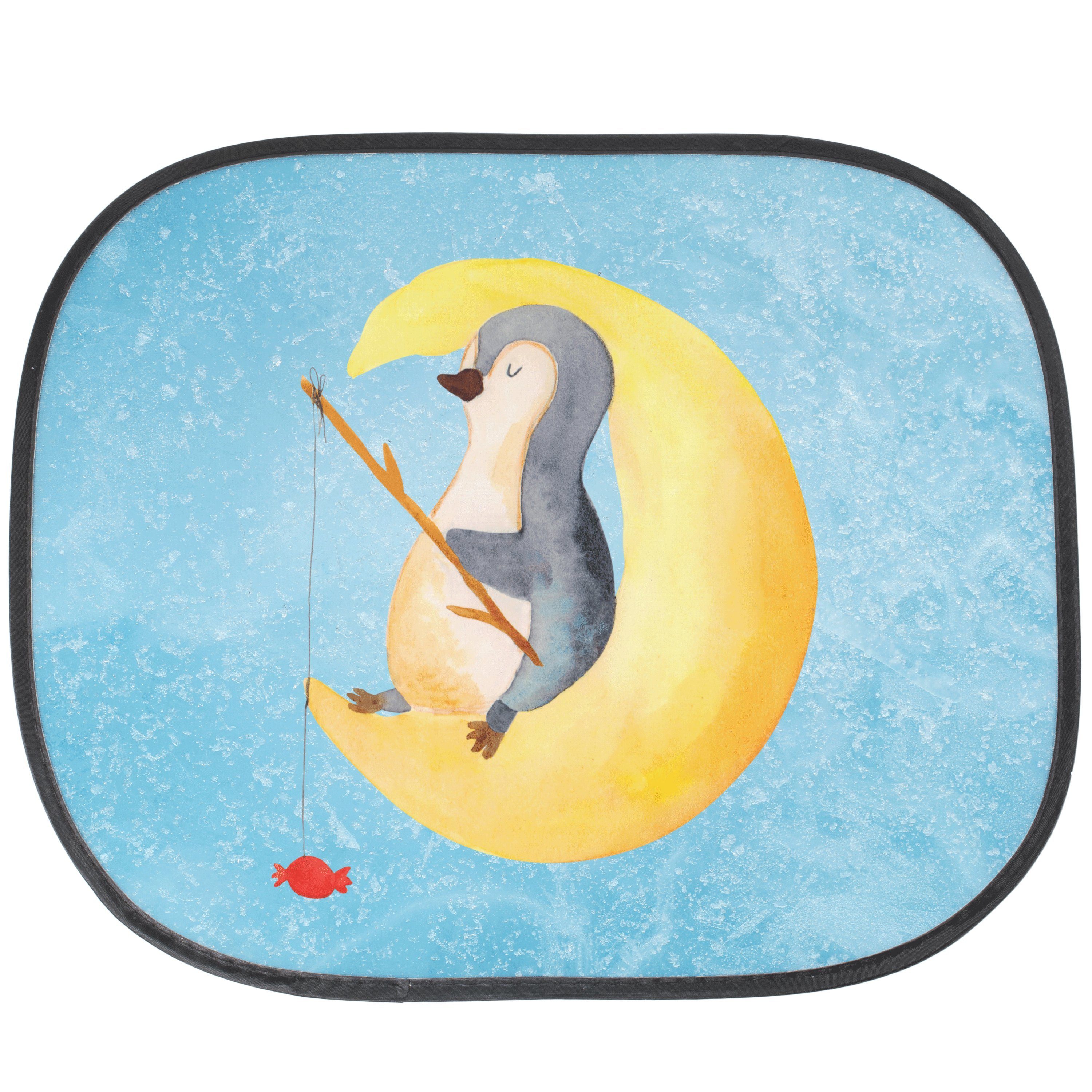 Sonnenschutz Pinguin Mond - Eisblau - Geschenk, Spruch, Sonnenblende, Sonne, Sonne, Mr. & Mrs. Panda, Seidenmatt
