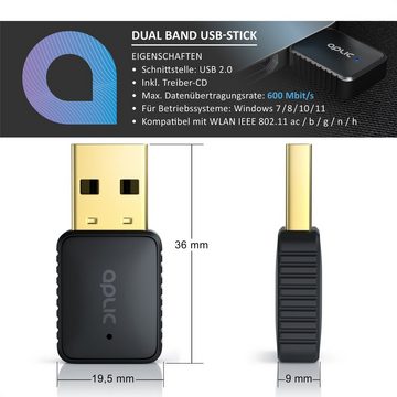 Aplic WLAN-Dongle, WiFi Stick Dual Band 600 MBit/s 2,4 GHz + 5 GHz / 802.11 ac/n/g/b/h