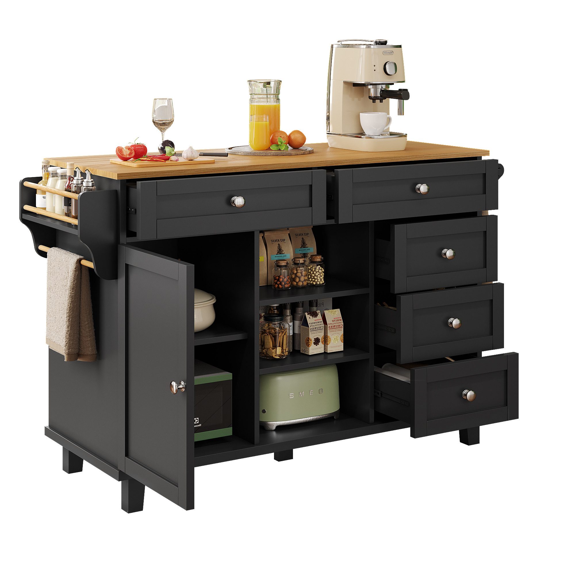 Fanttik Küchenzeile Servierwagen Küchenwagen Speisewagen Regal, (Set)