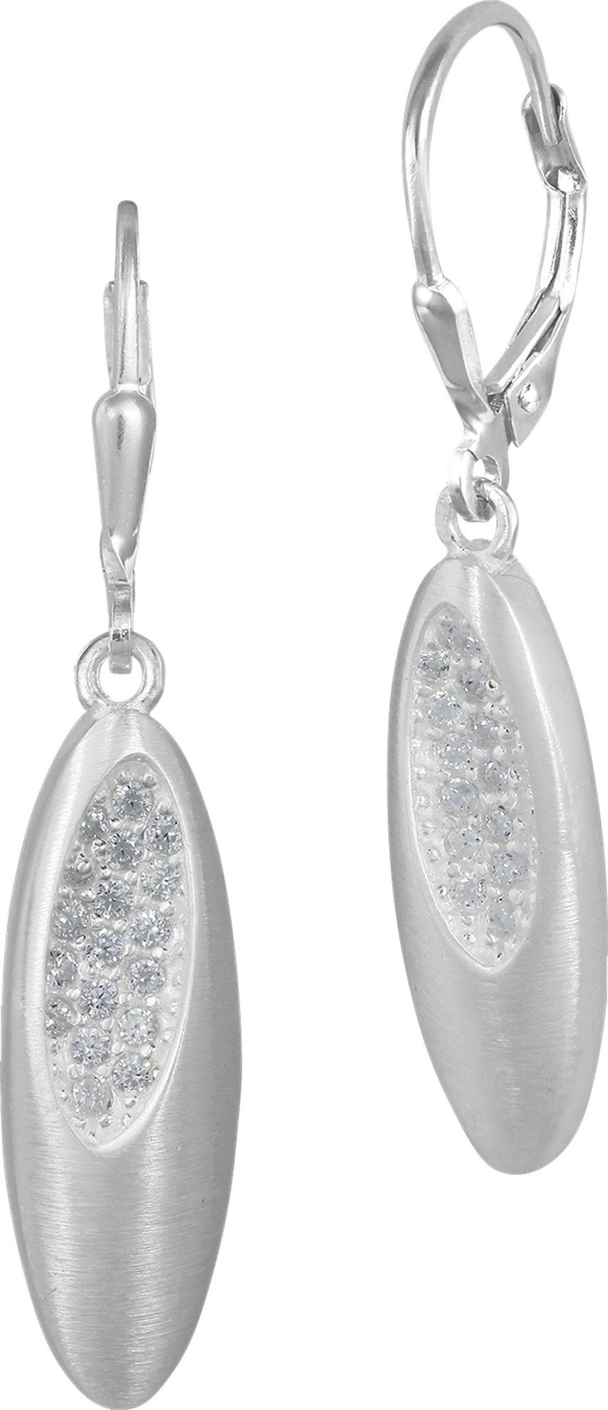 SilberDream Paar Ohrhänger SilberDream Ohrringe für Damen 925 Silber (Ohrhänger), Damen Ohrhänger oval aus 925 Sterling Silber, Farbe: silber, weiß