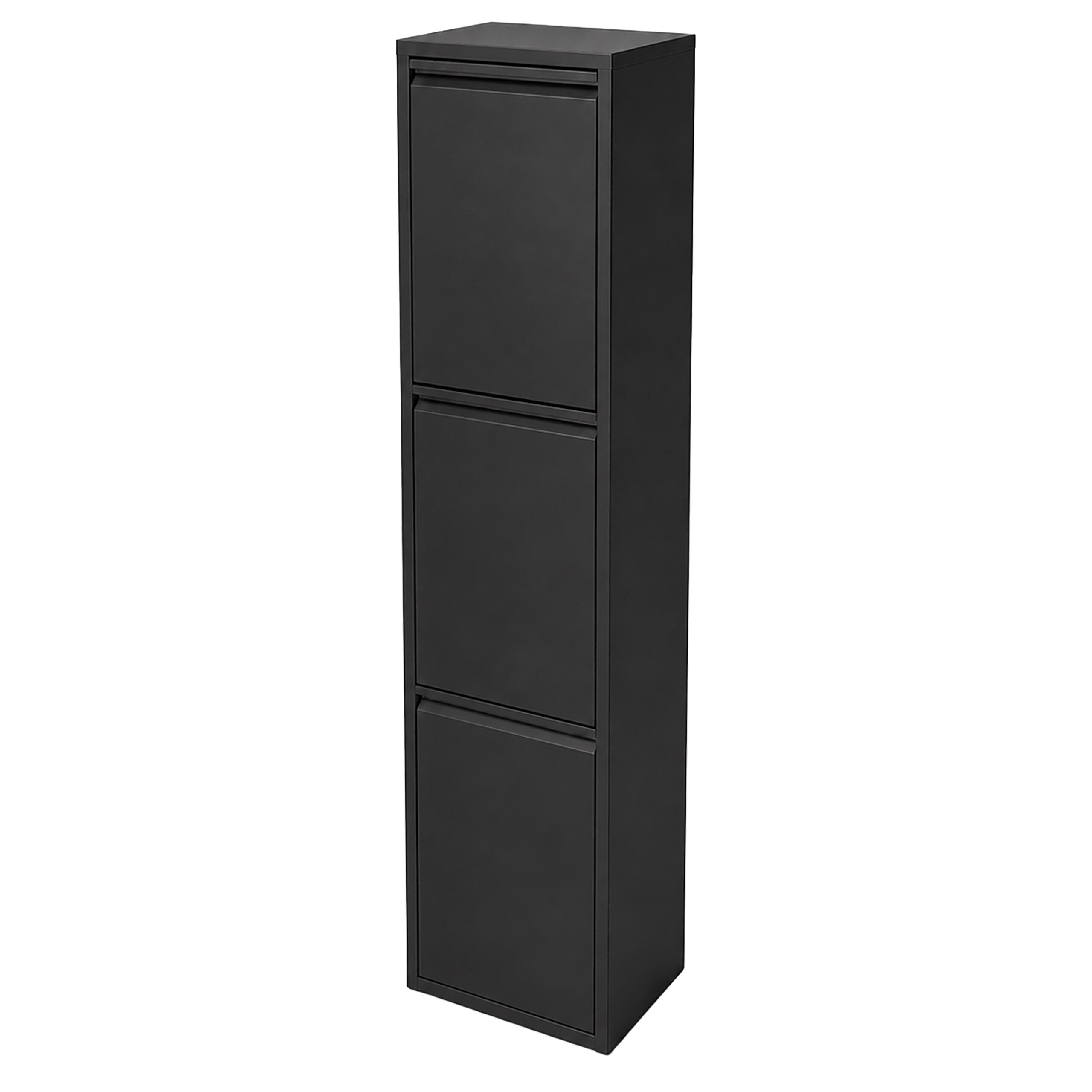 relaxdays Mülltrennsystem Mülleimer 3 Fächer 3x18 l, schwarz
