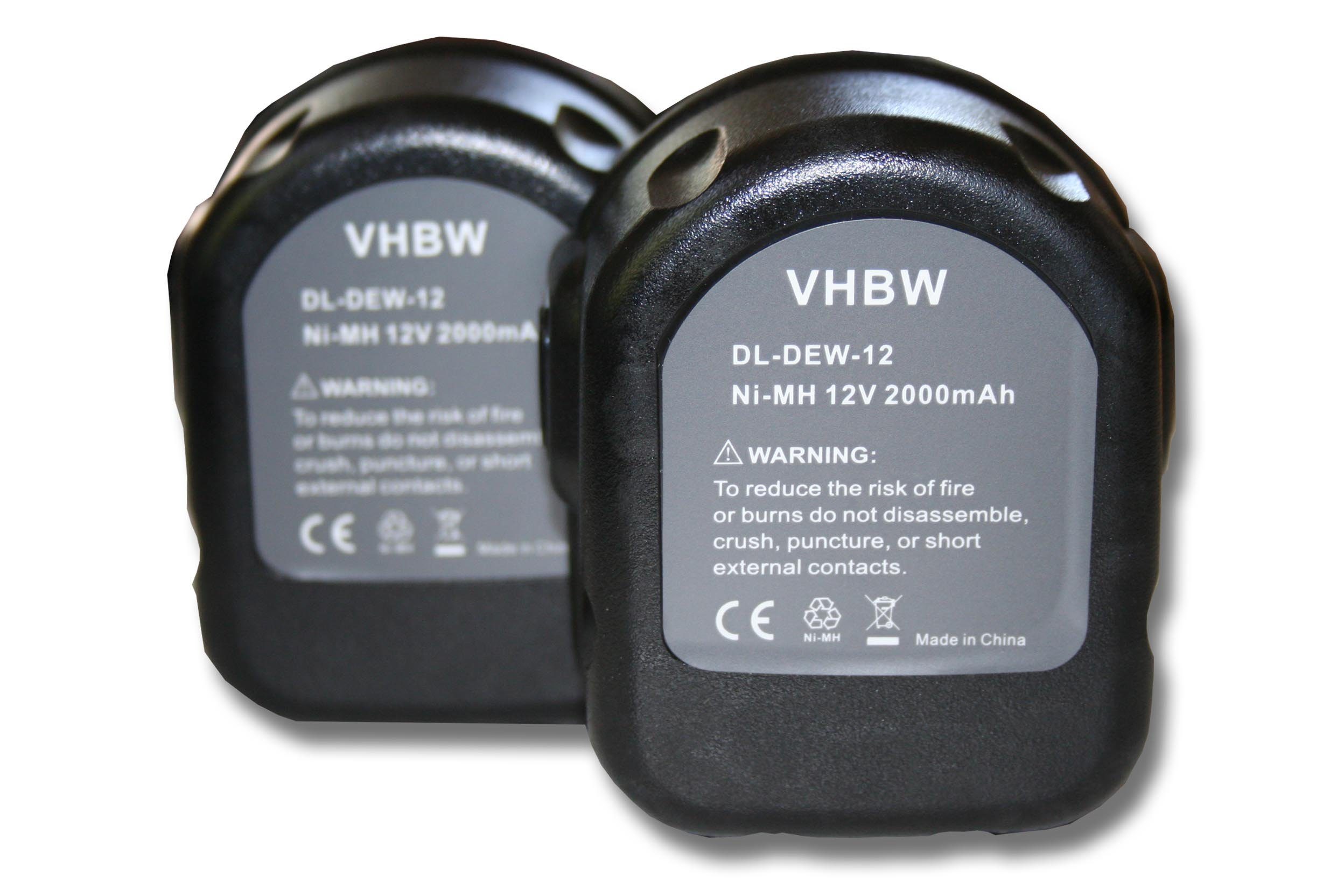 vhbw Akku passend für Kompatibel mit DeWalt DC740KA, DC742KA, DC742VA, DC743KA, DC743KB, DC745KA, DC745KB Elektrowerkzeug (2000mAh, 12V, NiMH) 2000 mAh