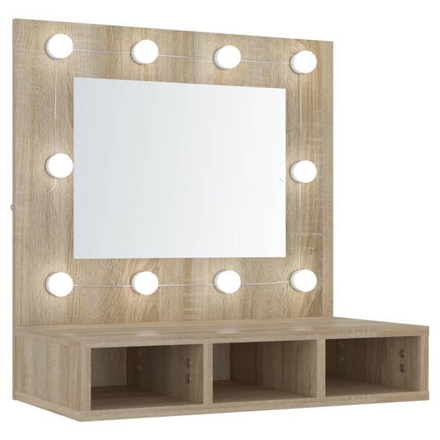 vidaXL Badezimmerspiegelschrank Spiegelschrank mit LED Sonoma-Eiche 60×31,5×62 cm
