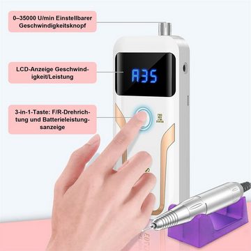 Bifurcation Maniküre-Pediküre-Set Elektrisches Maniküre- und Pediküre-Set, Nagelknipser, 35.000 U/min, 1-tlg., Professioneller elektrischer Nagelknipser für Gelnägel, Multifunktionales Nagelbohrer-Set Hochgeschwindigkeitslager