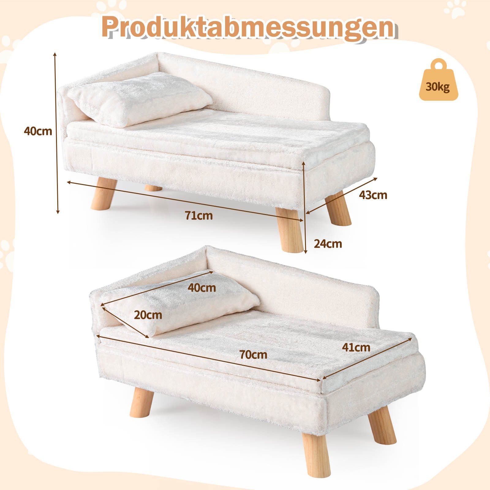 COSTWAY Tiersofa, Katzensofa, Katzenbett, mit 2 abnehmbaren Kissens