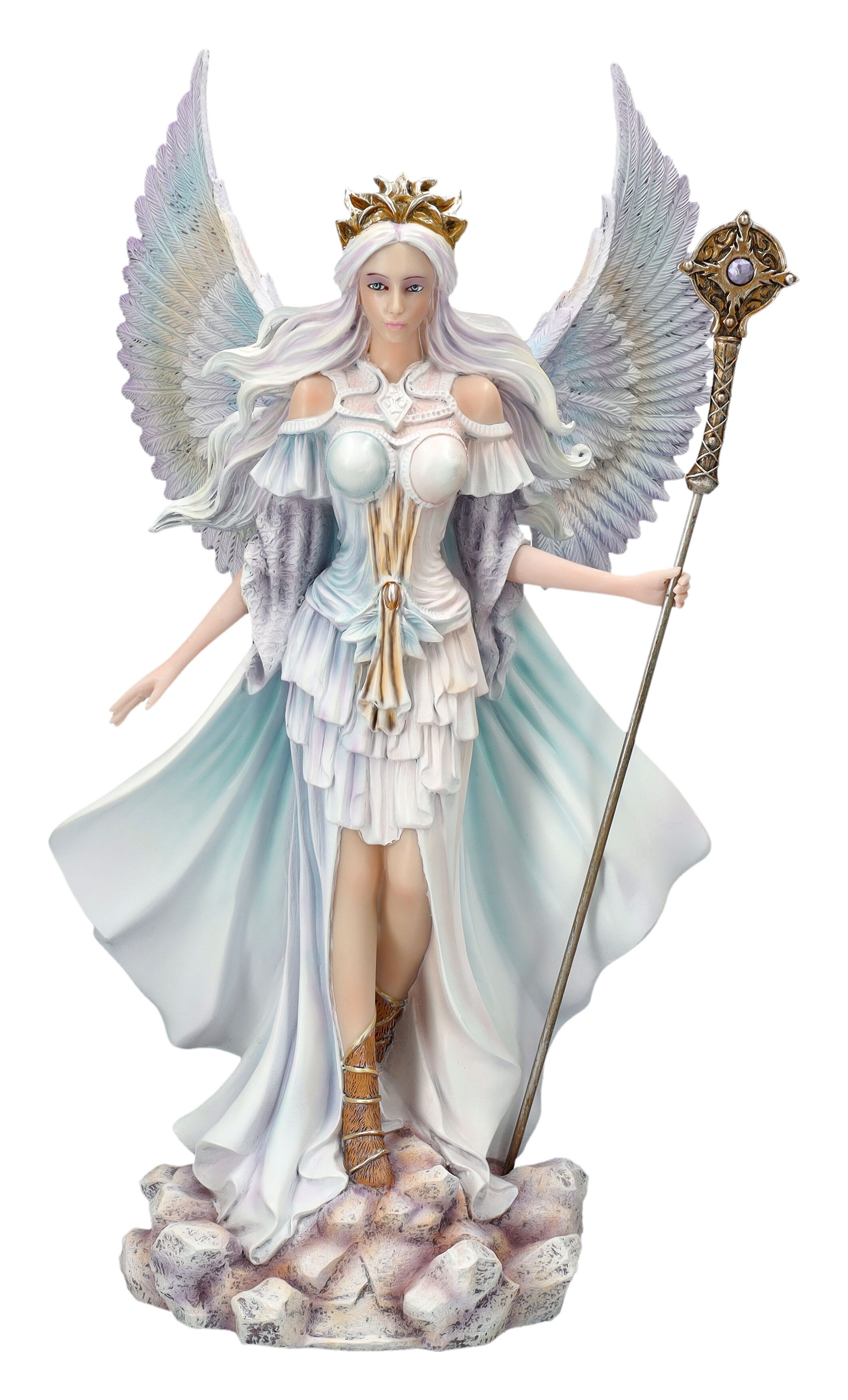 Figuren Shop GmbH Dekofigur Engel Figur - Königin des Winters mit Zepter - Fee Fantasy Dekofigur