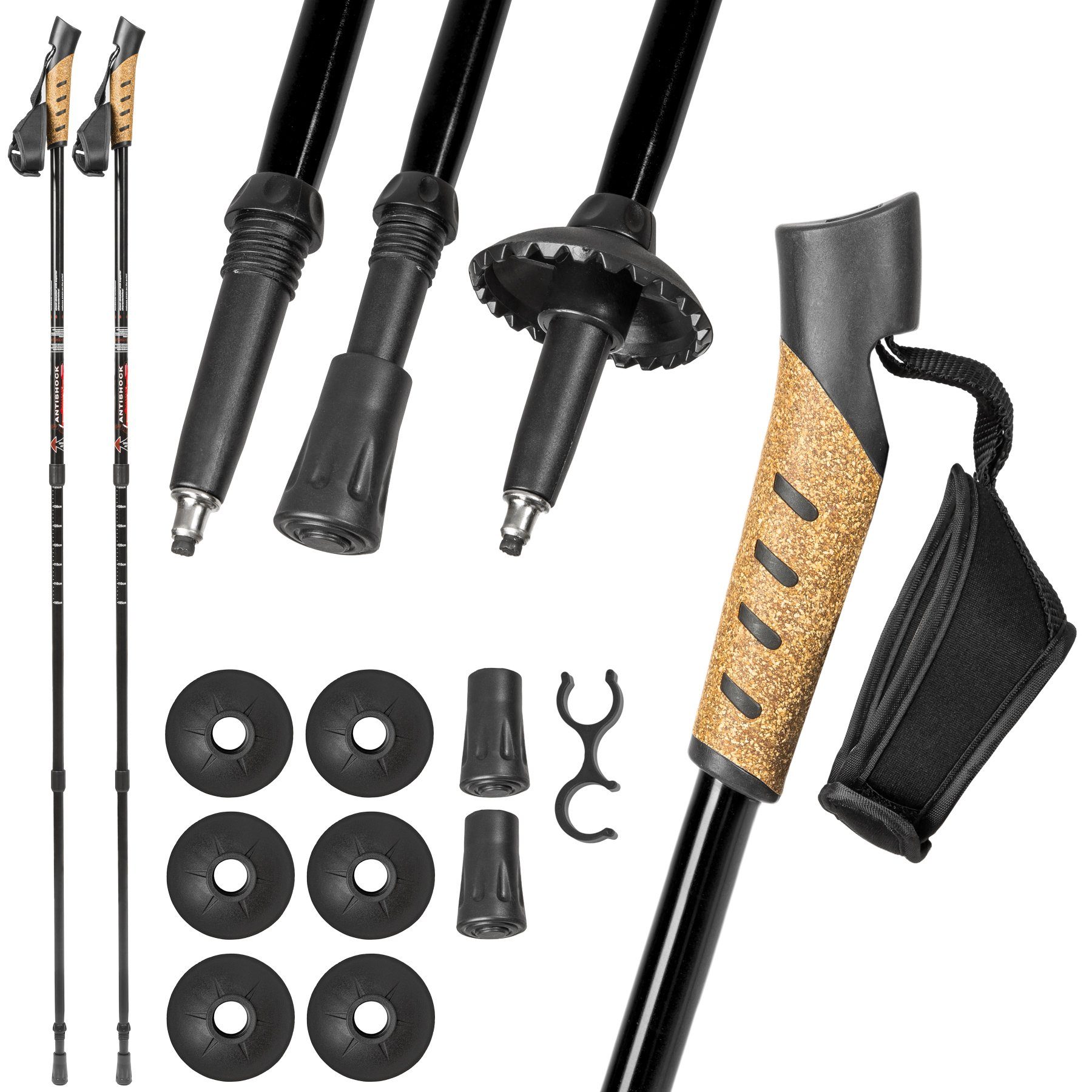 tectake Trekking-Stöcke 1 Paar Wanderstöcke, aus Aluminium