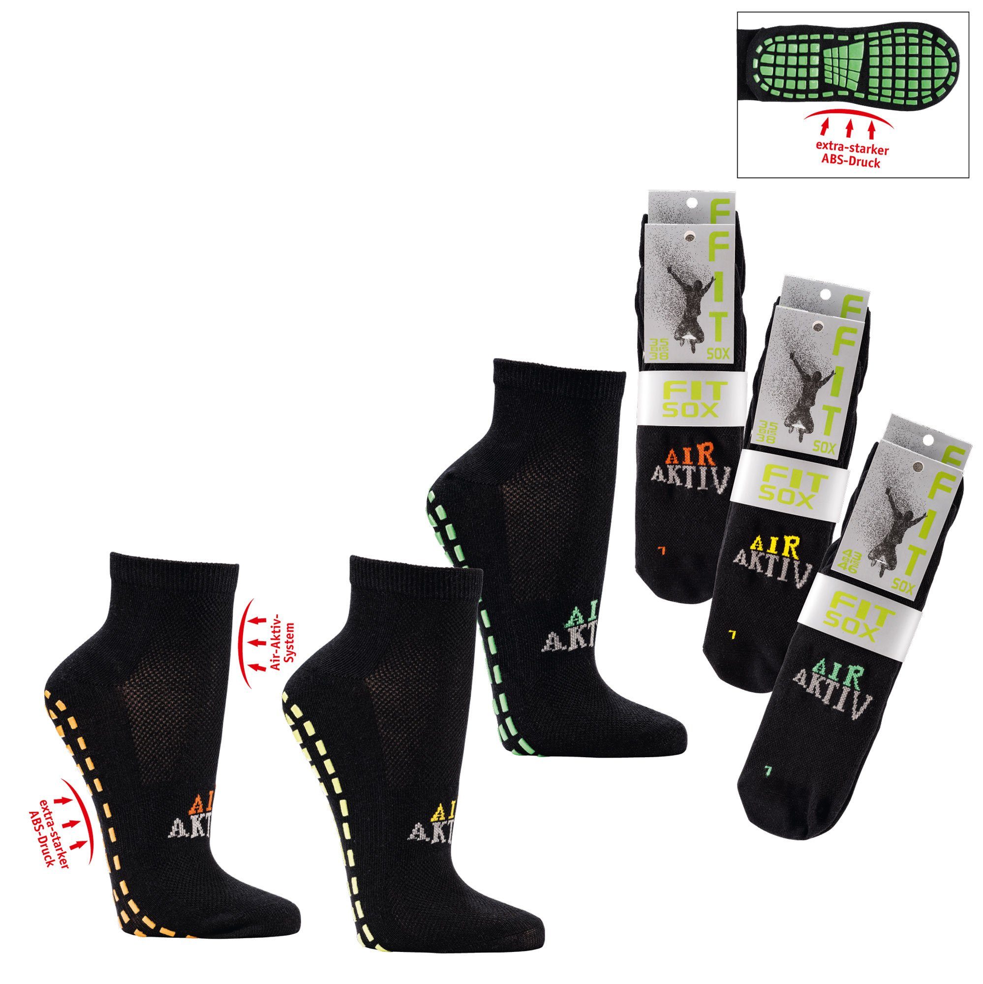 Bündel 2er Fun 2 Fun ABS-Kurzschaft Socks Socks Yoga-Sportsocken (2-Paar, Paar) ABS-Socken 4 4