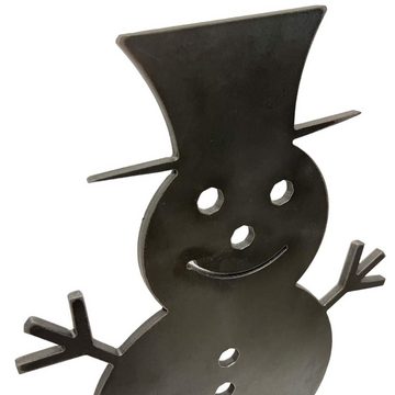 Creativ Metall Weihnachtsfigur (1 St), Schneemann Weihnachtsdeko Stahl 4mm 10,5x21cm Innen und Außen