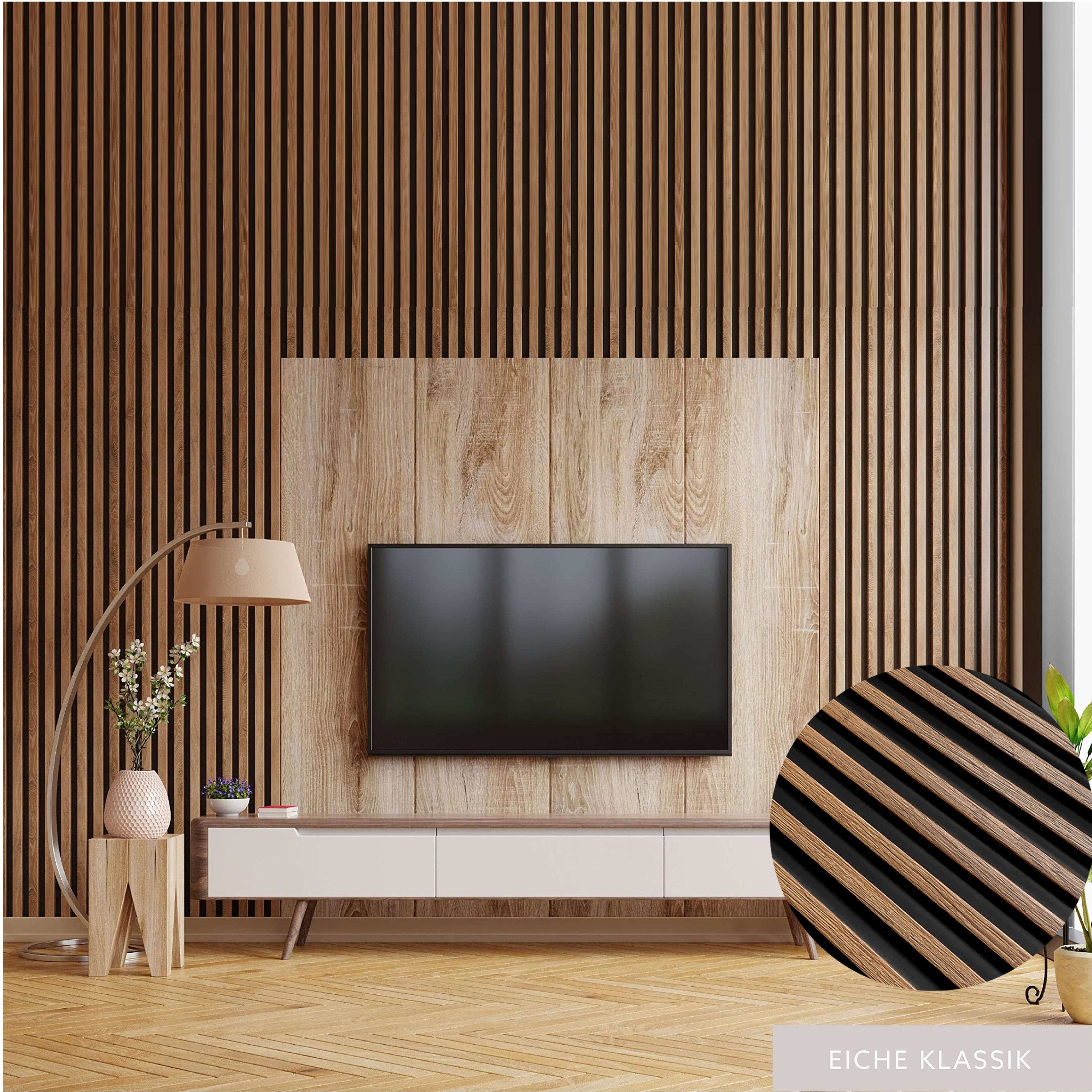 PROVISTON 3D Wandpaneel Polystyrol, 120 x 2700 mm, Eiche Klassik, Akustikpaneele, 1 Stück