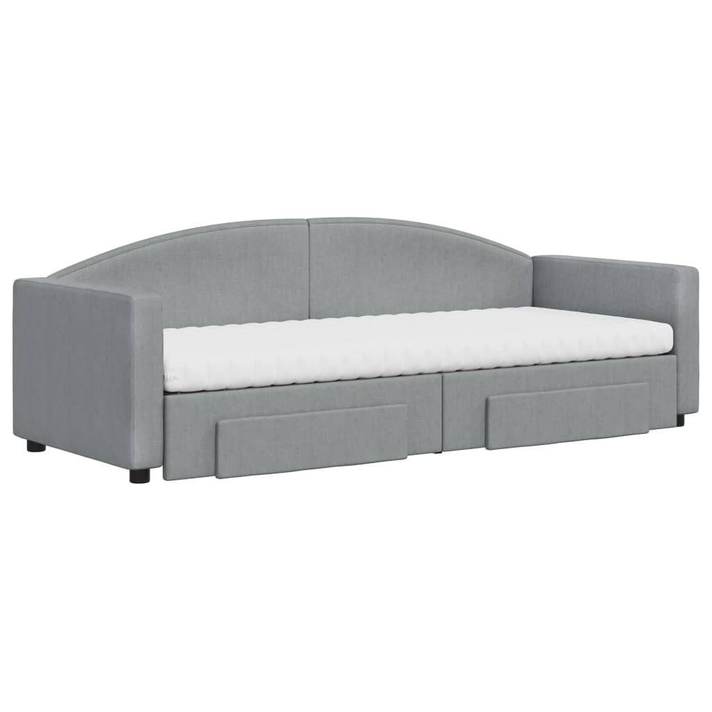 vidaXL Bett Tagesbett Ausziehbar mit Schubladen Hellgrau 80x200 cm Stoff günstig online kaufen