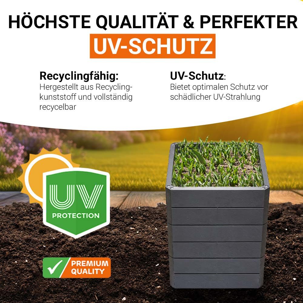 GARANTIA Hochbeet ERGO QUADRO L Hochbeet-System Stone 4 Paneele inkl. Verbinder