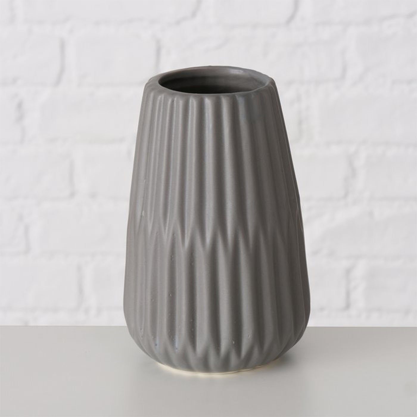 BOLTZE Tischvase Deko Set Mattes aus 2er Design- Keramik Grau im Vase