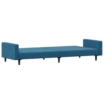 vidaXL Sofa Schlafsofa 2-Sitzer mit Fußhocker Blau Samt