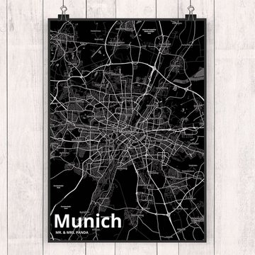 Mr. & Mrs. Panda Poster DIN A4 Munich - Geschenk, Stadt, Stadt Dorf Karte Landkarte Map Stadt, Stadt Black (1 St)