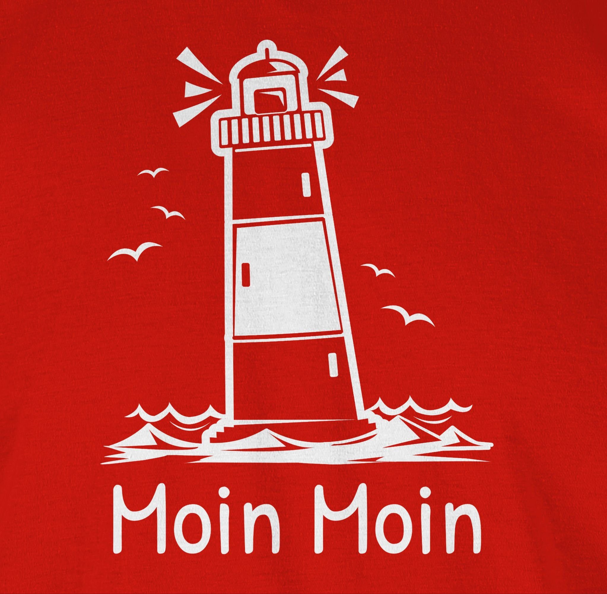 Shirtracer T-Shirt Moin Moin - Statement 03 Rot Leuchtturm Sprüche