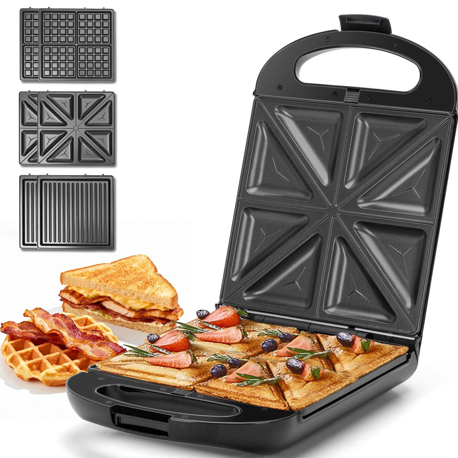 Taylor Swoden 3-in-1-Sandwichmaker Bruno - Waffeleisen Backblech für 4 Sandwiches, 180° Wendung, BPA-frei, 1200,00 W, Schnelles Garen, Einfache Verwendung, einfache Reinigung