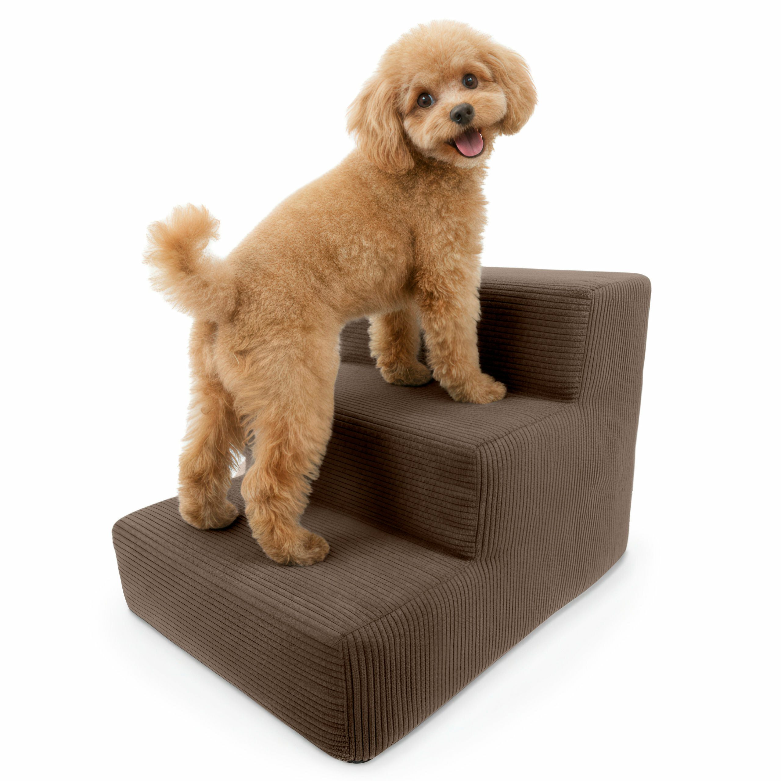 Muralo Haustiertreppe Hundetreppe für Kleine Hunde (1-St), 3 Stufen, Belastbar bis 17 kg, Cord Stoff Bezug, Waschbar