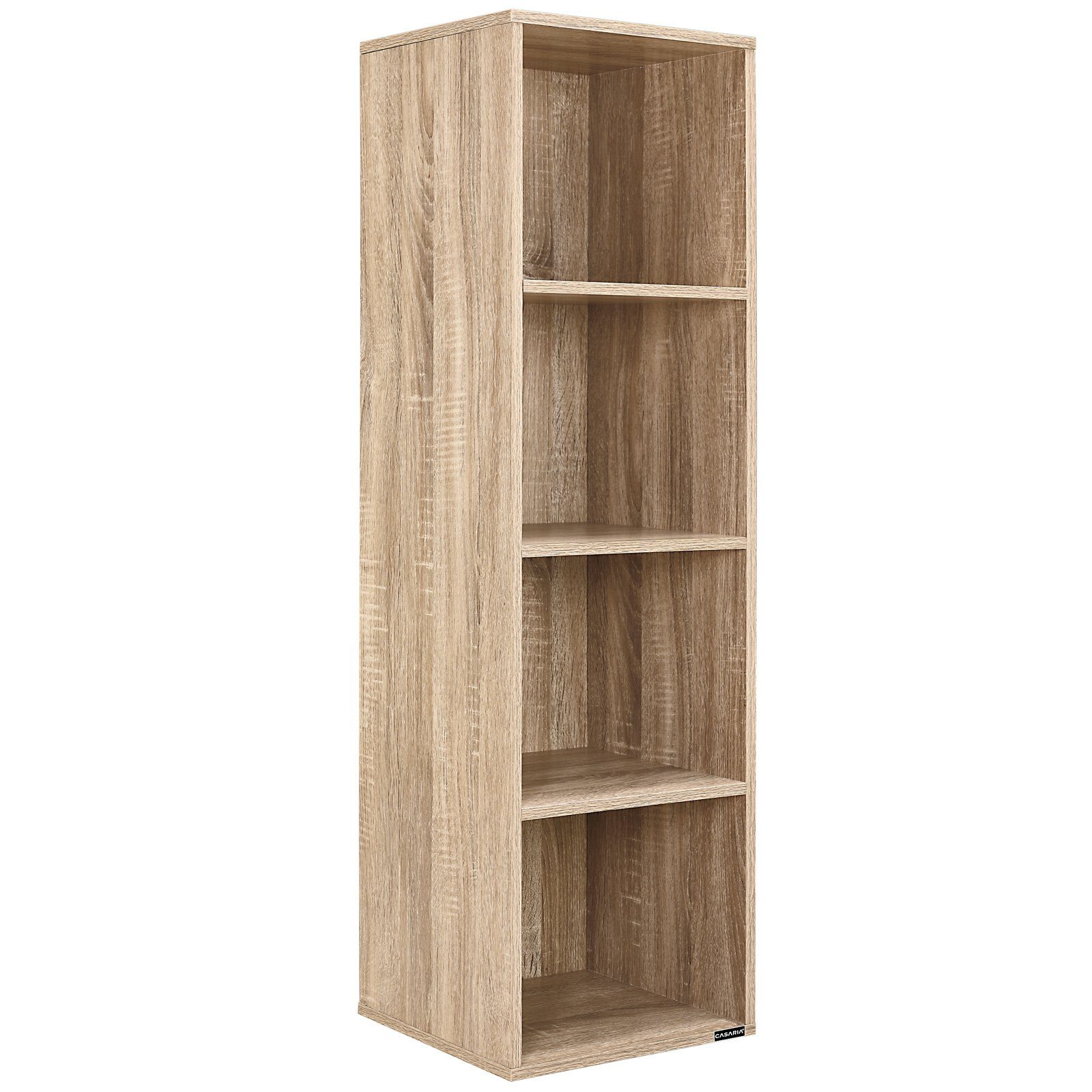 Casaria Bücherregal Skylar, 4 Fächer 106 x 30 x 30 cm Kippschutz Bodenschoner 40kg Belastbarkeit Braun