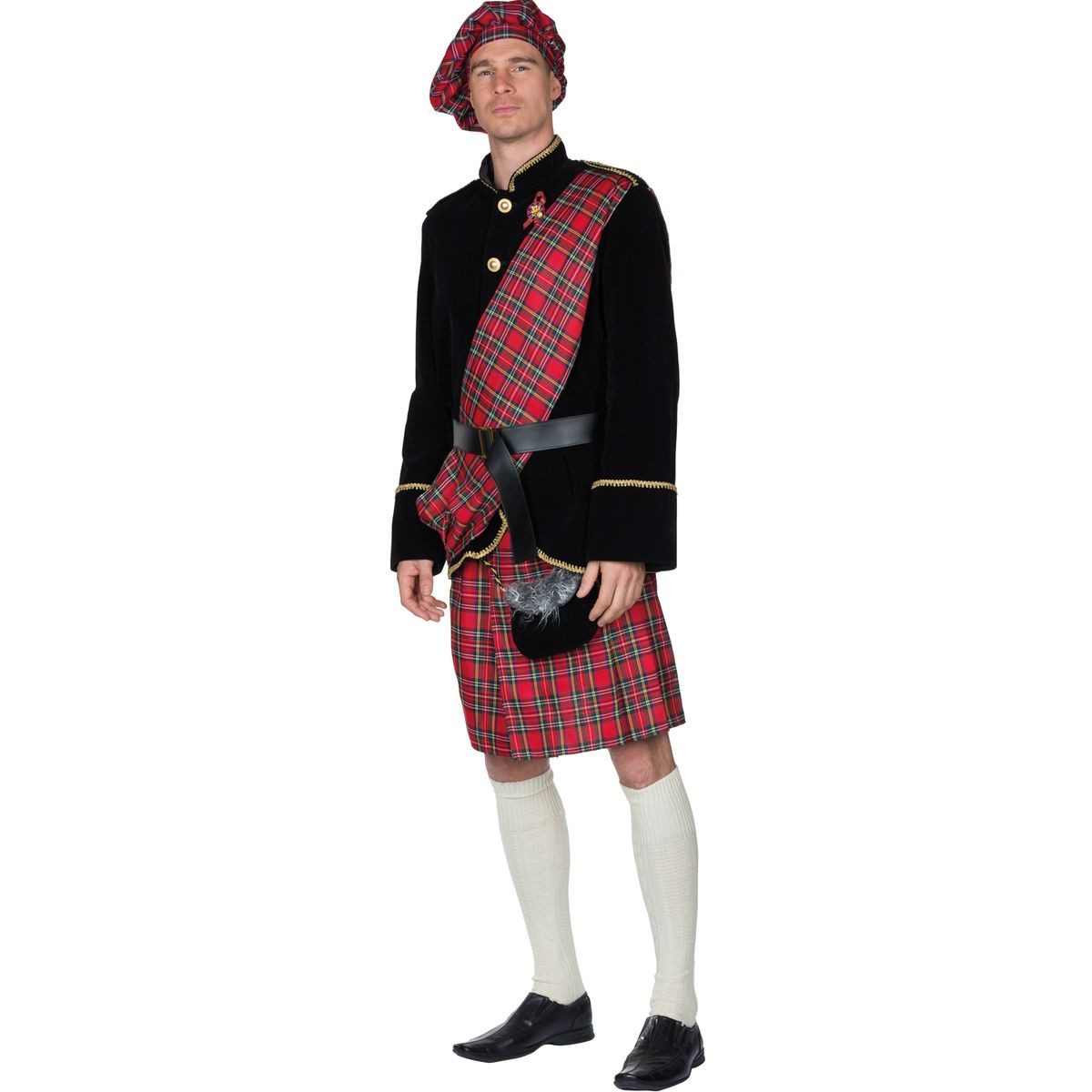 Party x People Kostüm Schotte Jamie Irvin Kilt rot kariert für Herren