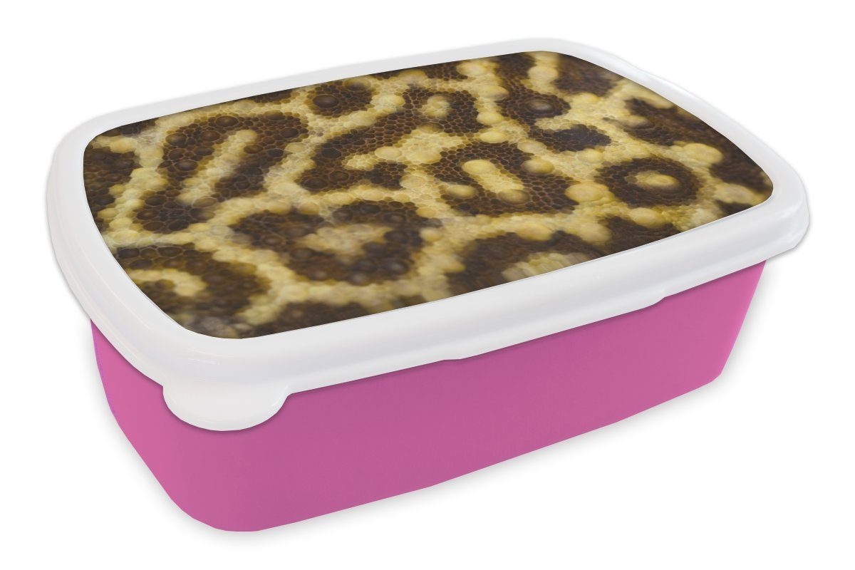 Kunststoff, Erwachsene, Snackbox, von (2-tlg), Mädchen, MuchoWow Brotbox Lunchbox Brotdose Nahaufnahme für rosa Kinder, Leopardenmustern, Kunststoff
