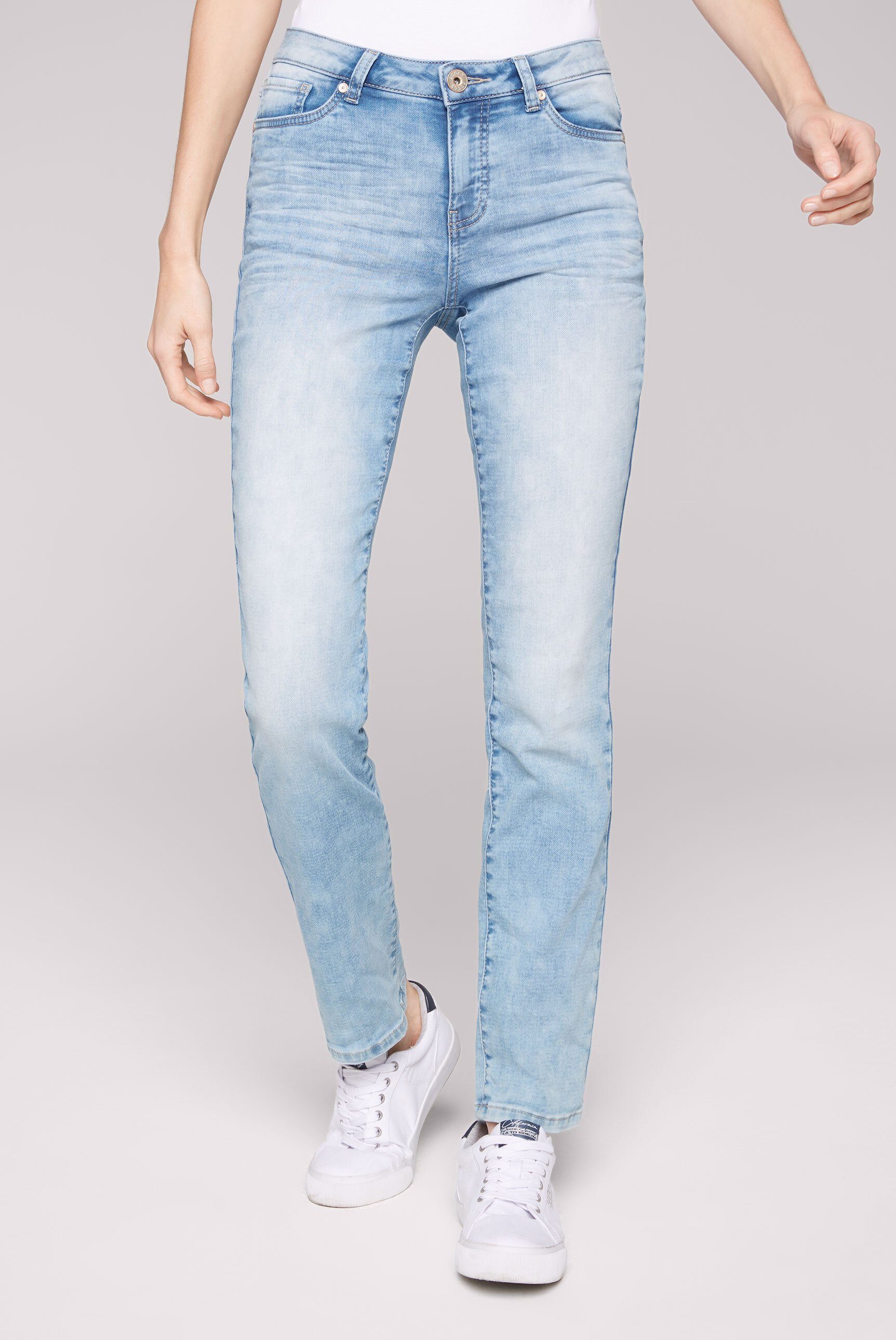 SOCCX Regular-fit-Jeans mit Bleaching-Effekten, Jogg Denim (Sweatmaterial  in Denim-Optik) | Stretchjeans