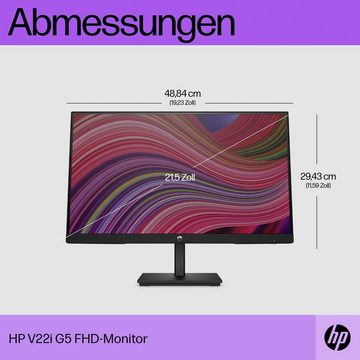 HP V22i G5 (HSD-0128-K) LCD-Monitor (55 cm/22 ", 1920 x 1080 px, Full HD, 5 ms Reaktionszeit, 75 Hz, IPS-LCD)