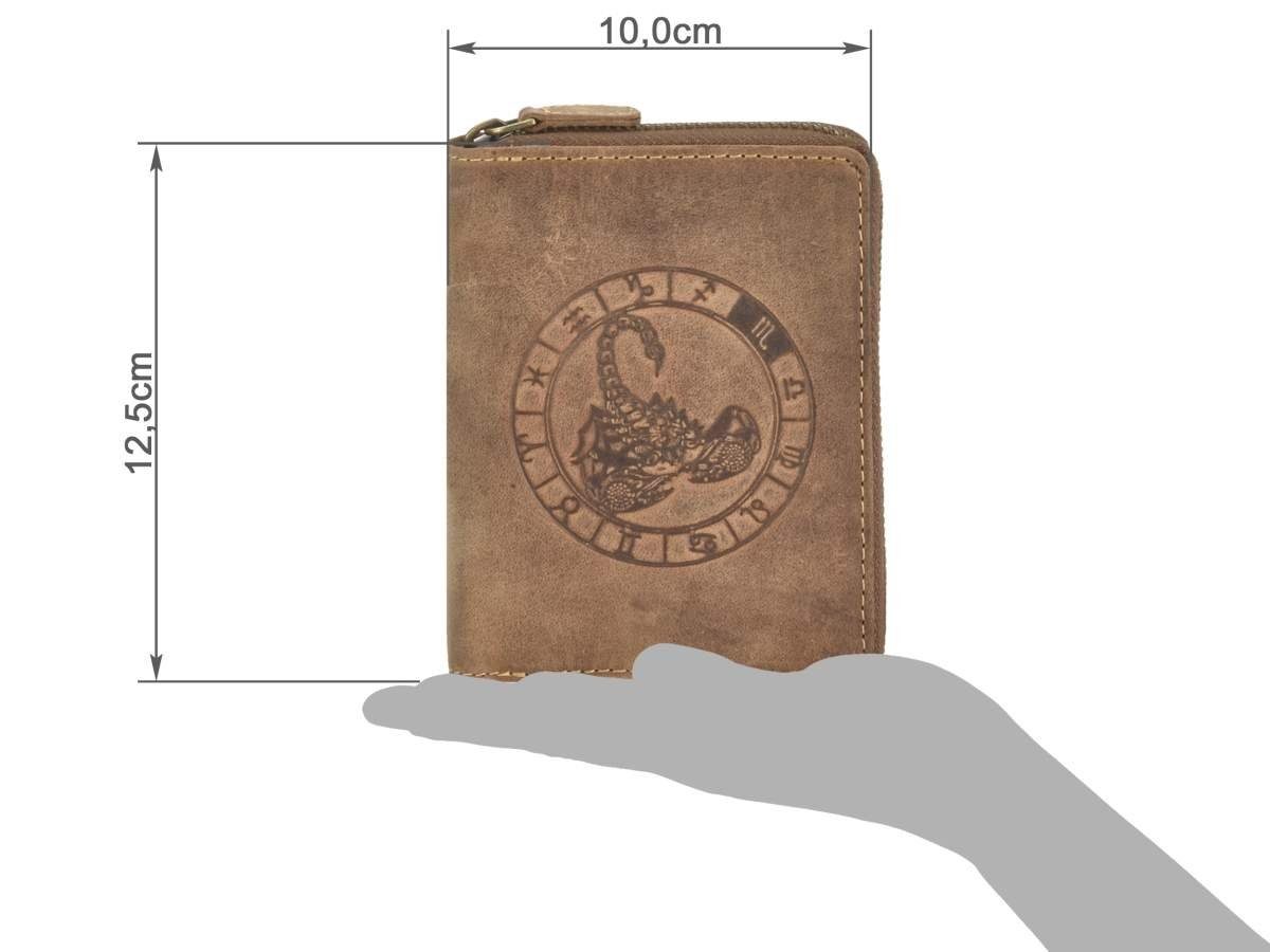 Greenburry Geldbörse Vintage Portemonnaie mit Skorpion Sternzeichen, 9 Geldbörse, Kartenfächern, Sternzeichen