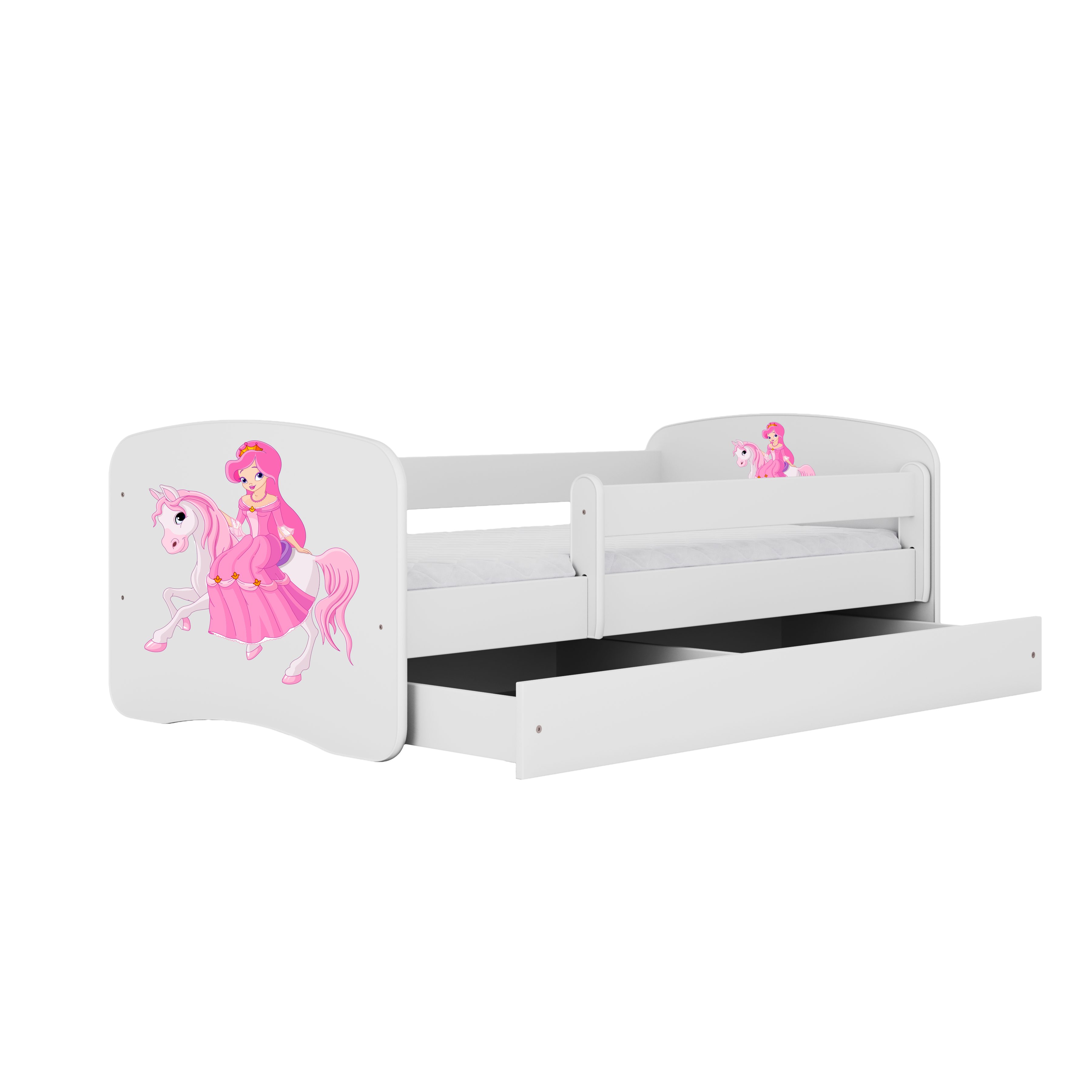 Raumhirsch Furniture Kinderbett 70x140, 80x160, 80x180 cm - Komplettset mit Matratze & Schublade (Bett für Mädchen, Einzelbett Kinder 2–12, mit Rausfallschutz & Lattenrost), verschiedene Farben & Designs