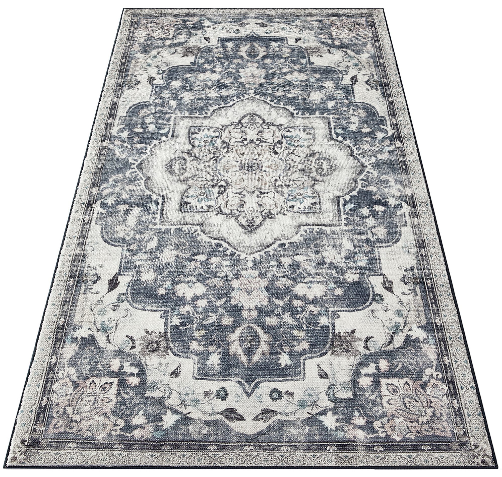SONGMICS HOME Teppich Vintage, Wohnzimmerteppich, für Wohnzimmer, Küche, Flur, Esszimmer, rechteckig, Höhe: 10 mm, Schlafzimmer, waschbarer Teppich, rutschfester Teppich, 80 x 150 cm