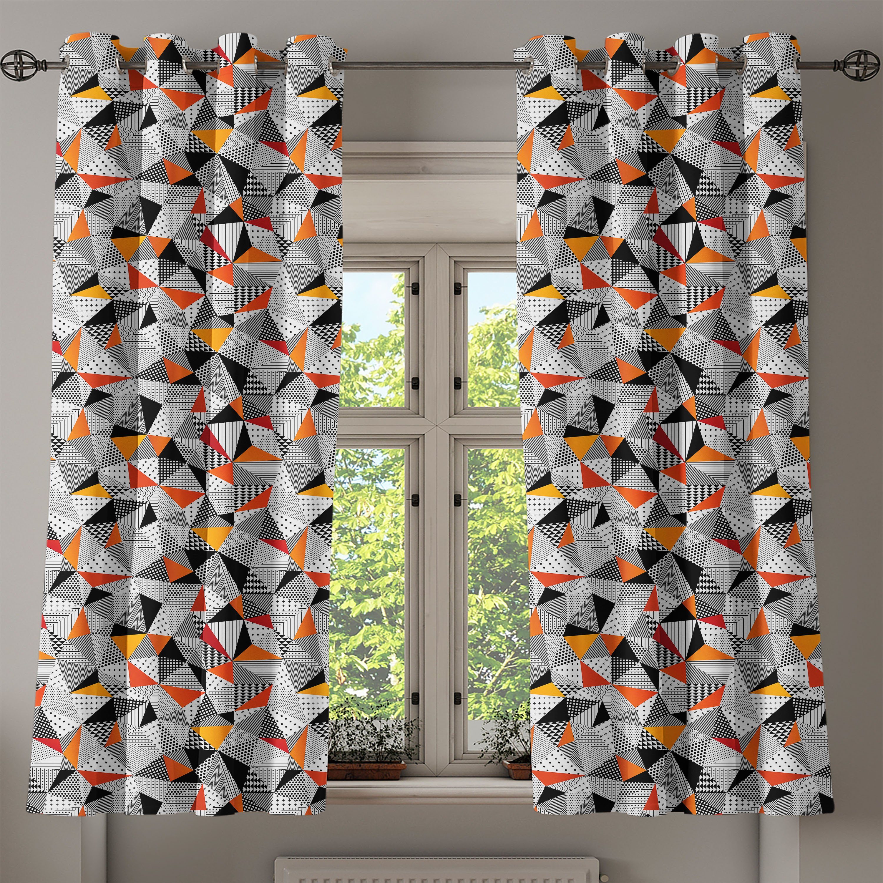 Polygonal Abakuhaus, Dekorative für 2-Panel-Fenstervorhänge Kunst Geometrisch Wohnzimmer, Schlafzimmer Moderne Gardine