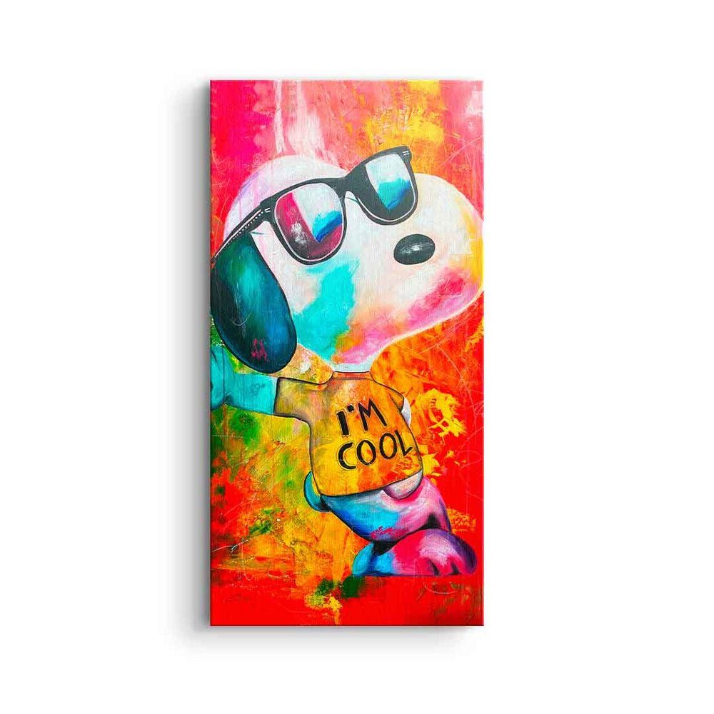 DOTCOMCANVAS® Leinwandbild I'm cool, Snoopy Leinwandbild I´m cool comic panorama hochkant rot orange