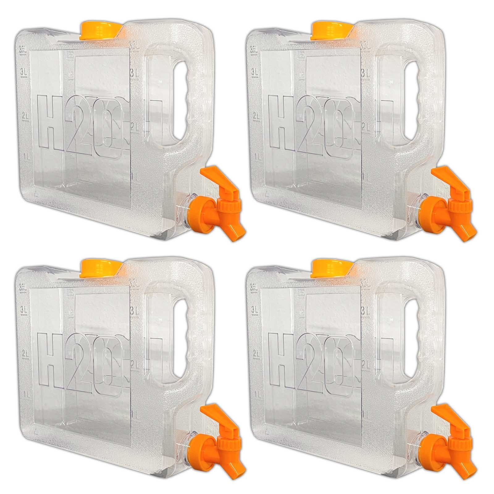 HAC24 Getränkespender 4er Set Wasserspender Kühlschrank Saft Cocktail Spender Dispenser Saftspender Wasserkanister Getränke Spender für Kaltgetränke, mit Zapfhahn, 3,5l