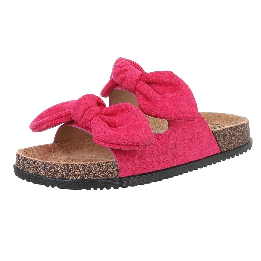 Ital-Design Bequeme Damen-Sandalen mit Bändern für den Sommer Pantolette (89368683) Flach Pantoletten in Pink