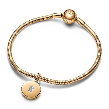 Pandora Charm-Einhänger PANDORA Moments Damen Medaillon-Anhänger Schloss mit Zirkonia, IP Gold