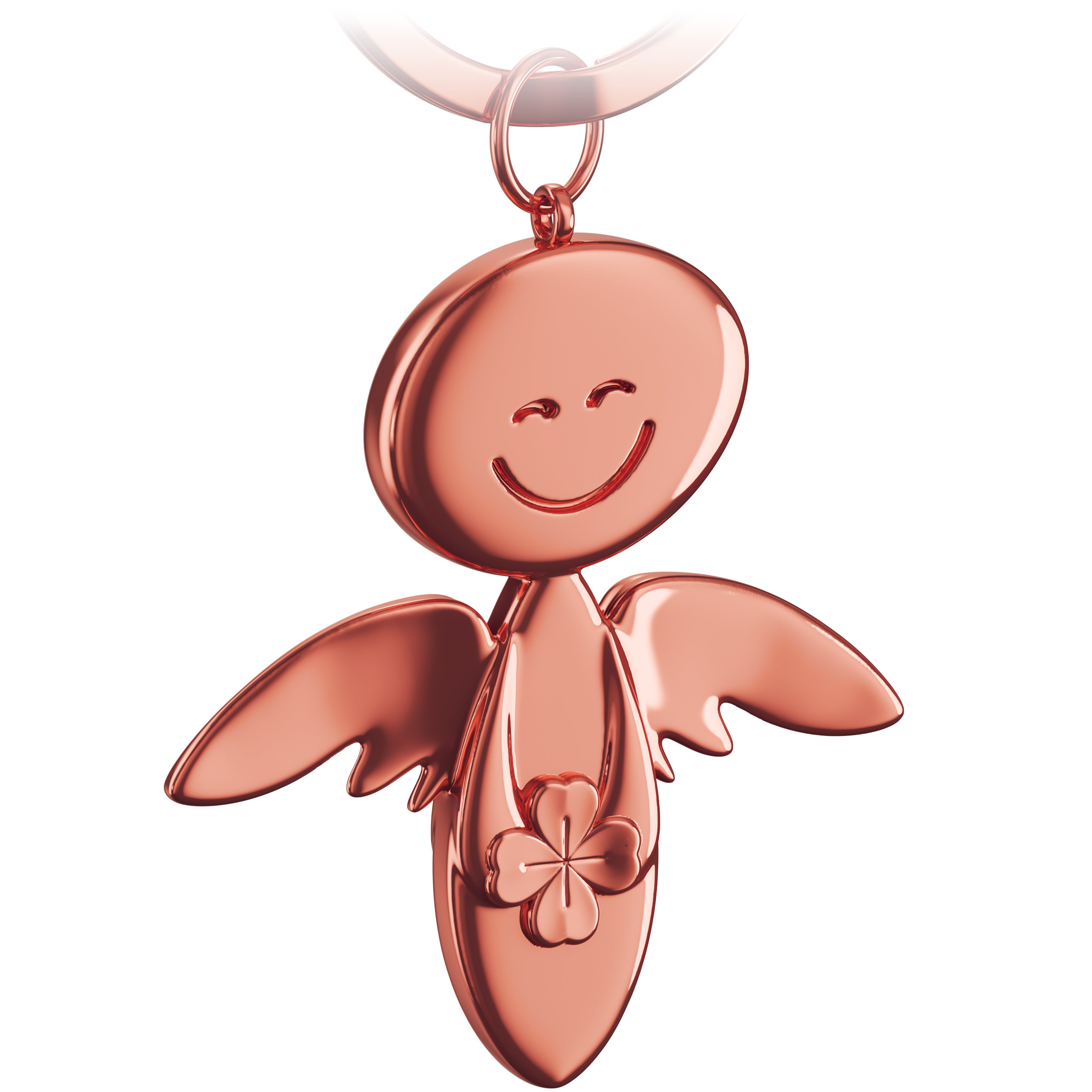 Schutzengel Glücksbringer mit Roségold Smile Mutmacher FABACH - Geschenk Schlüsselanhänger Kleeblatt