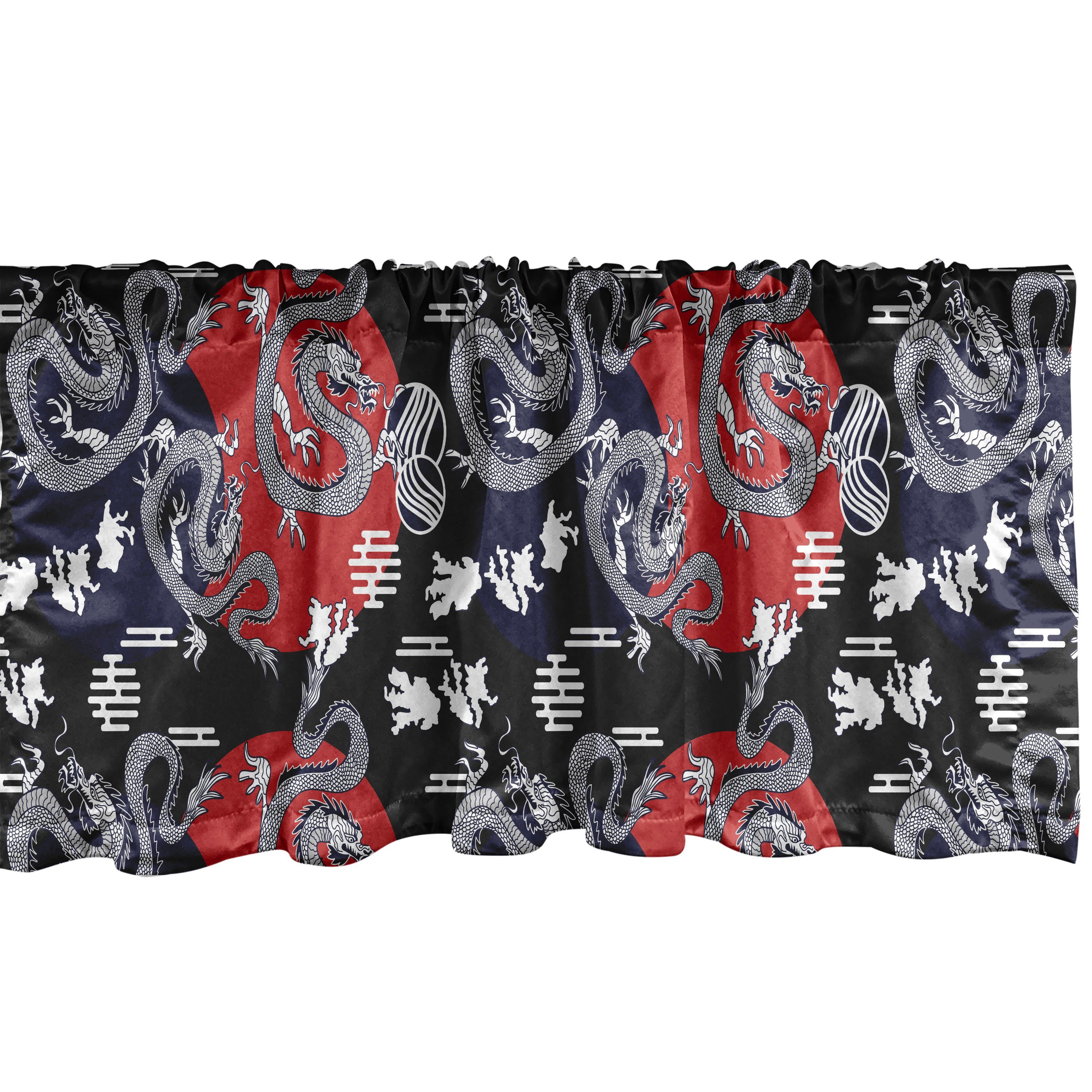 Scheibengardine Vorhang Volant Küche Stangentasche, Dekor Abakuhaus, kurvt Drachen Tails Japan mit Microfaser, Schlafzimmer für Kunstwerk