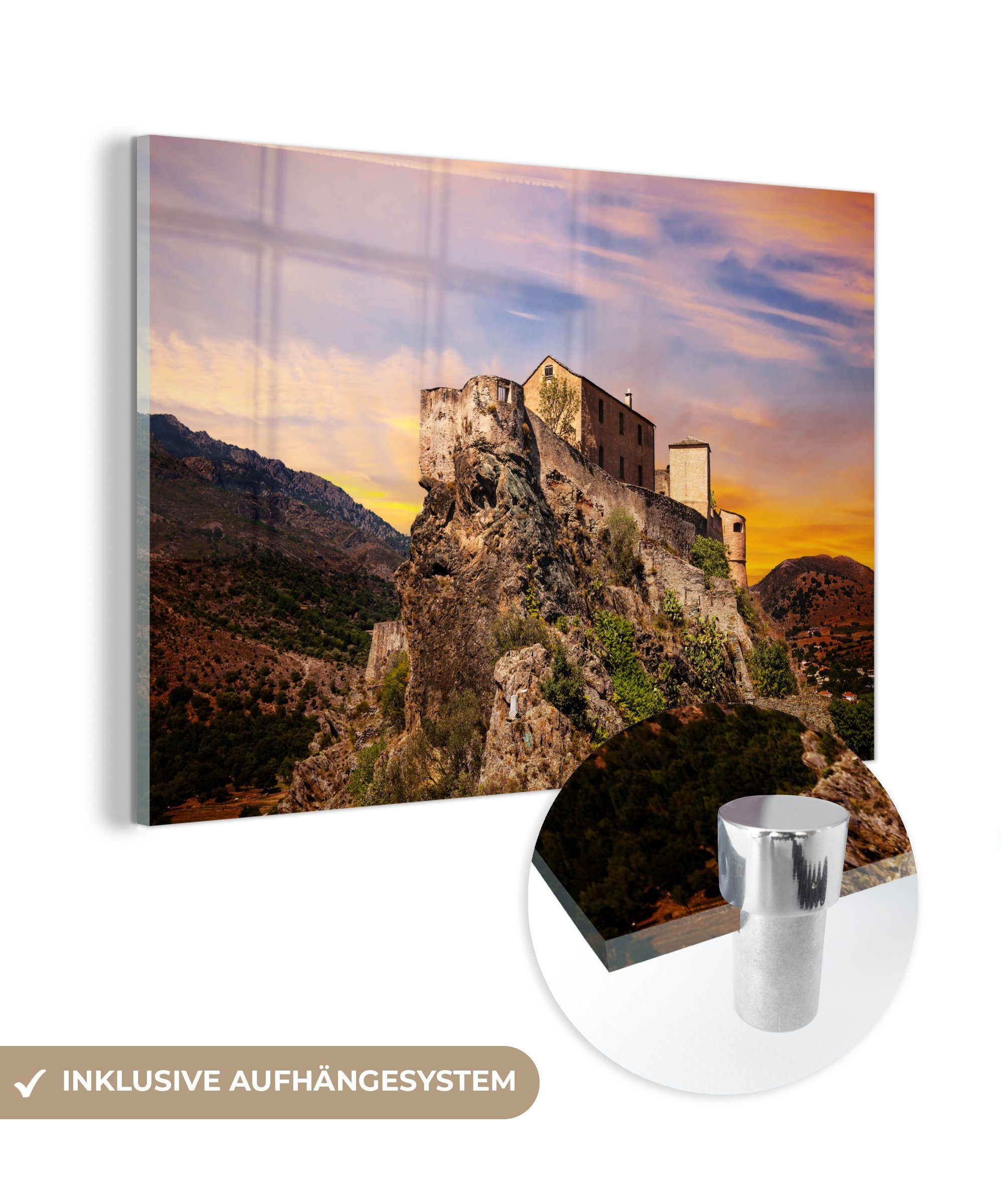 MuchoWow Acrylglasbild Sonnenuntergang auf Korsika, (1 St), Acrylglasbilder Wohnzimmer & Schlafzimmer