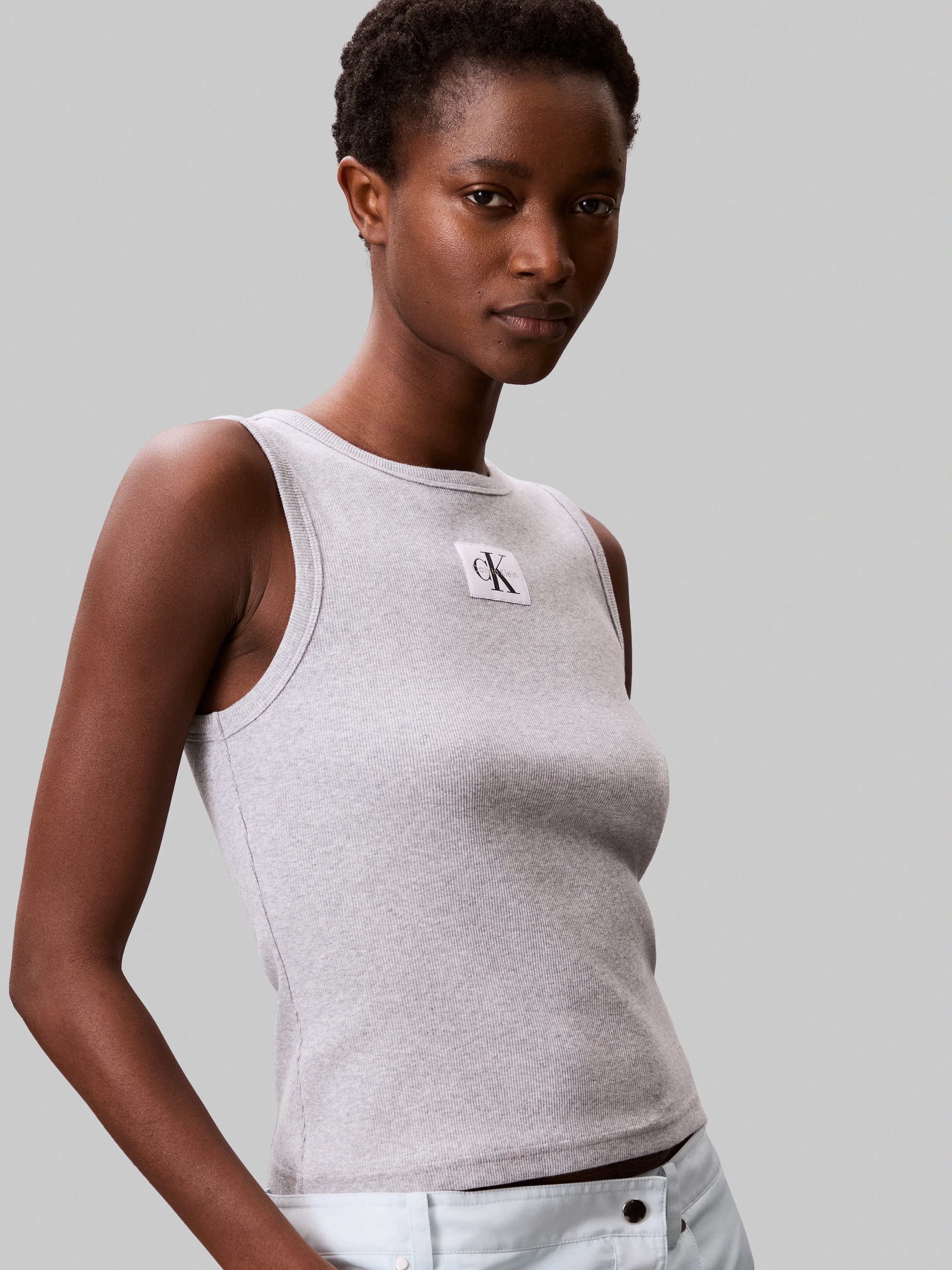 Calvin Klein Jeans Tanktop A - WVN LBL 2X2 CTTN Mit Rundhalsausschnitt