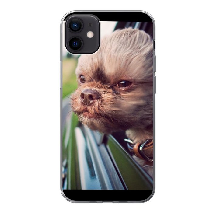 MuchoWow Handyhülle Hund - Auto - Tier Handyhülle Apple iPhone 12 Mini Smartphone-Bumper Print Handy